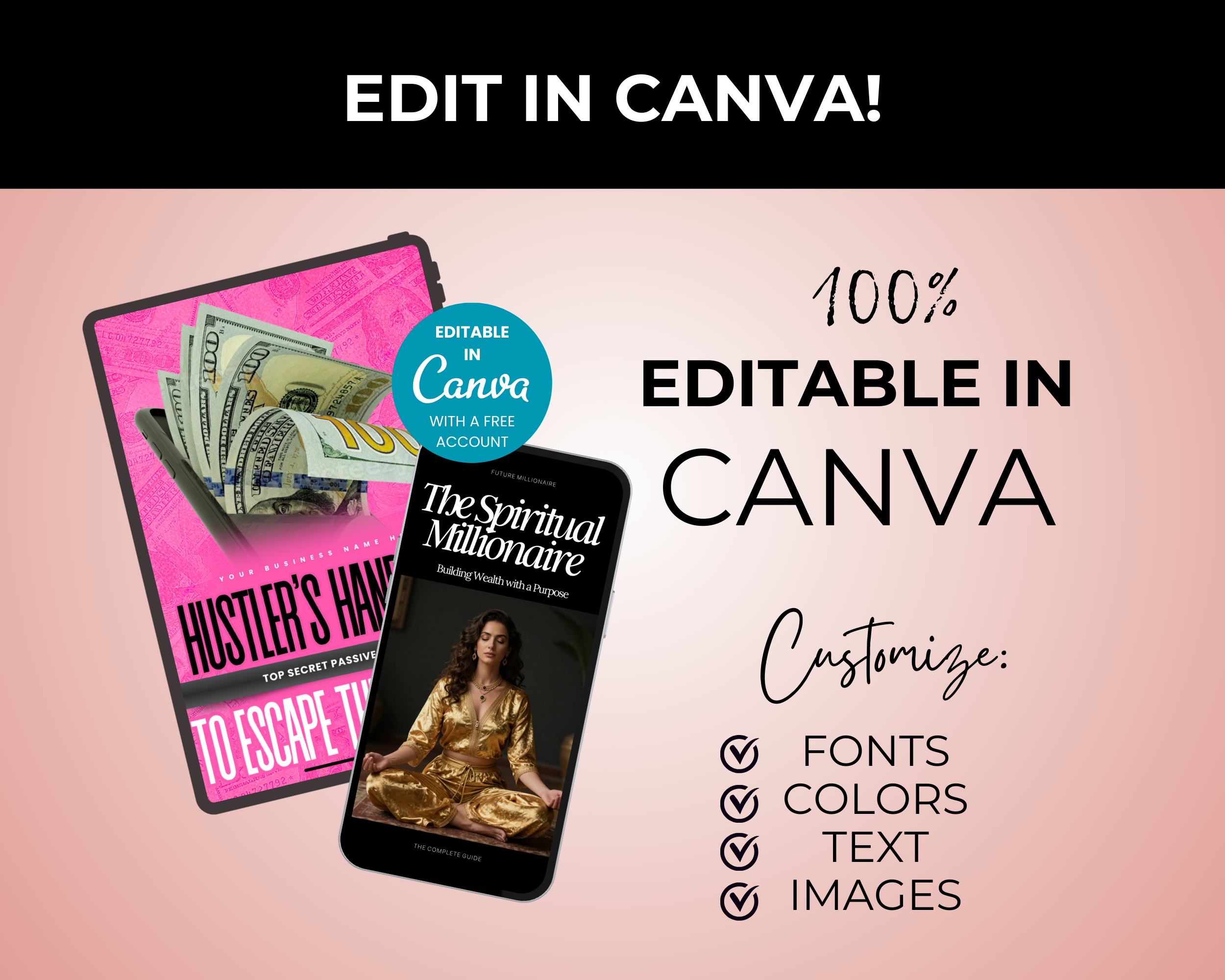 Double Mega Bundle of 46 PLR Ebooks in Canva