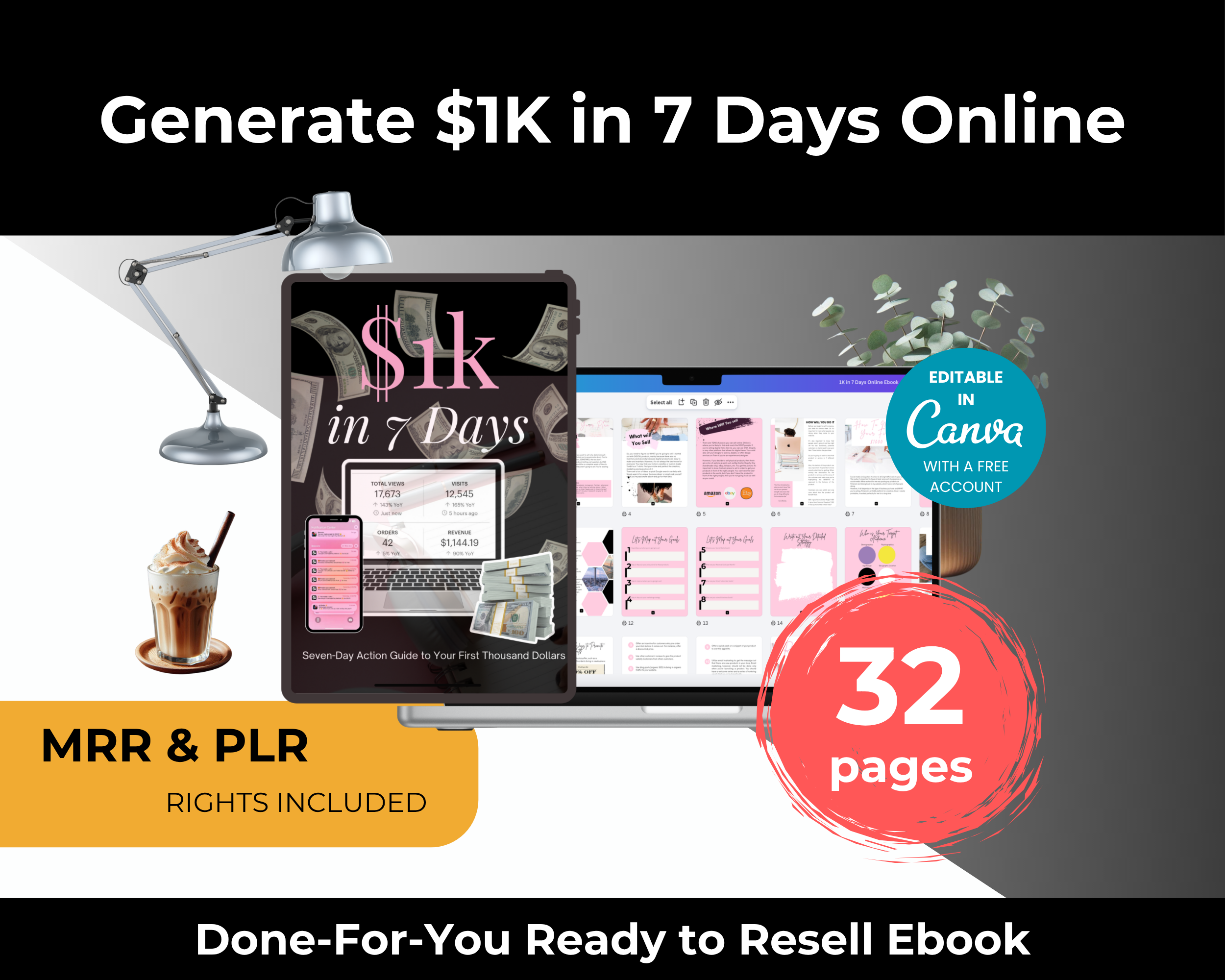 $1K in 7 Days PLR Ebook with PLR, MRR Rights