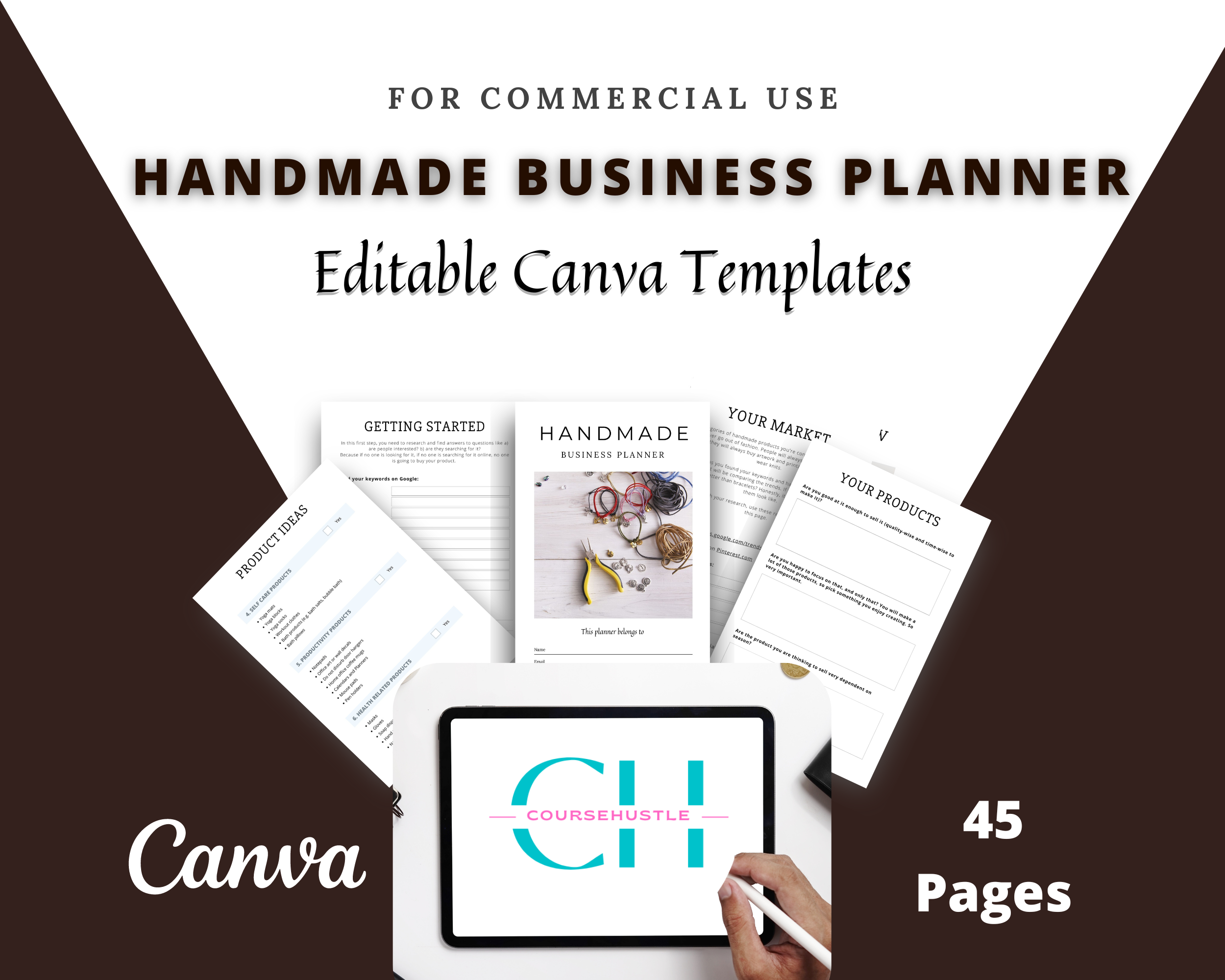 Editable Handmade Craft Planner Templates in Canva | Commercial Use