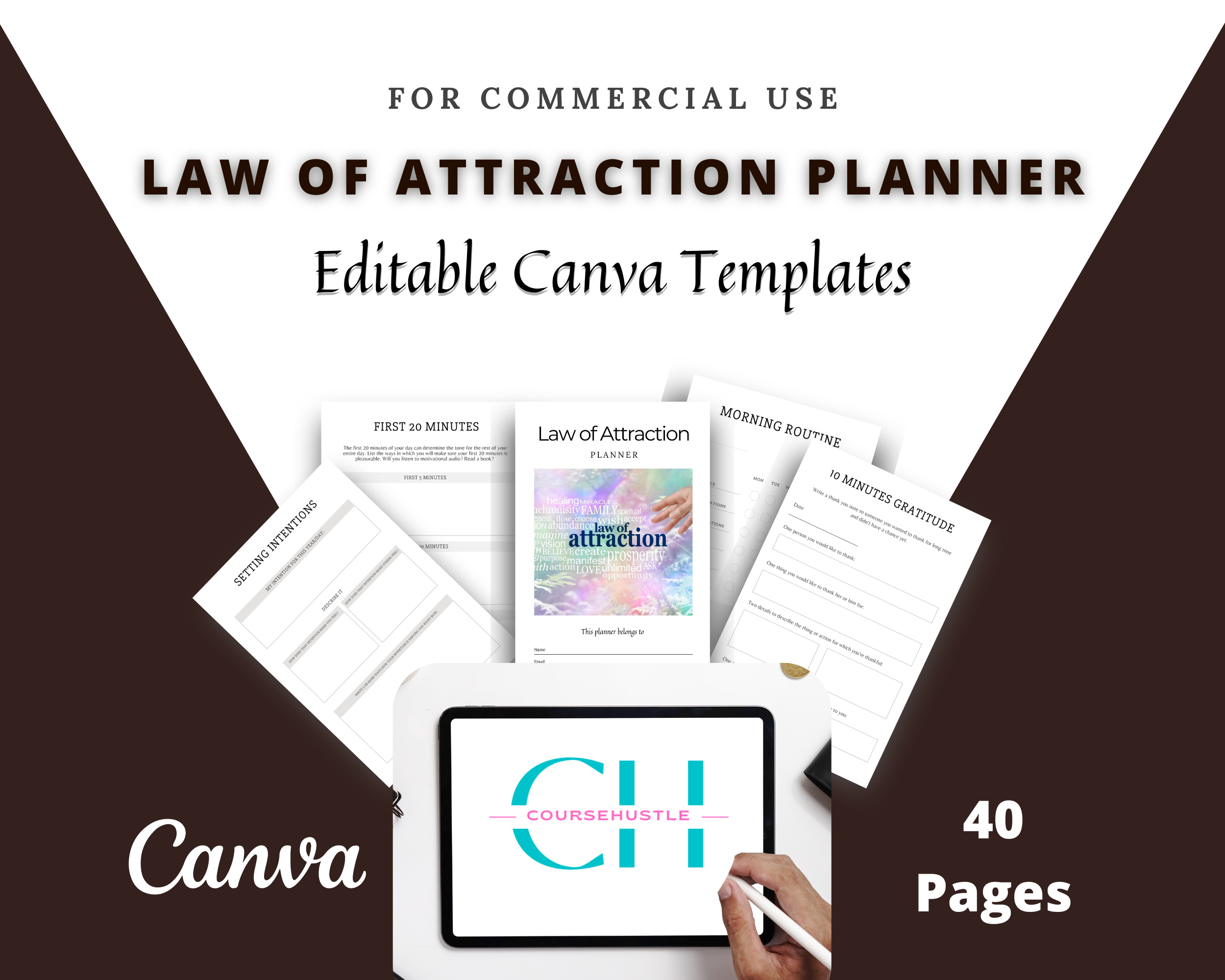 Editable Law of Attraction Planner in Canva | Commercial Use