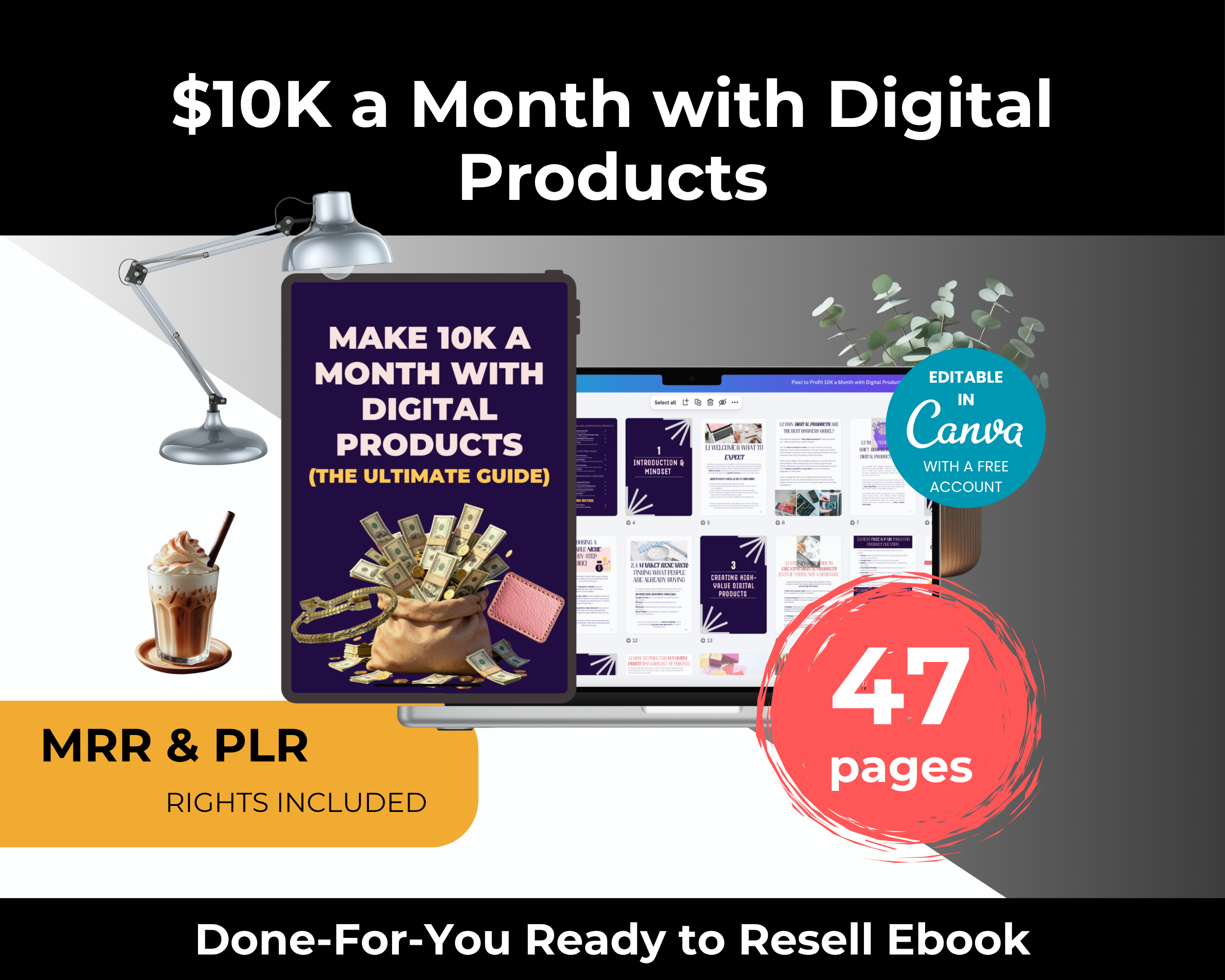 Pixel to Profit 10K a Month with Digital Products Ebook in Canva