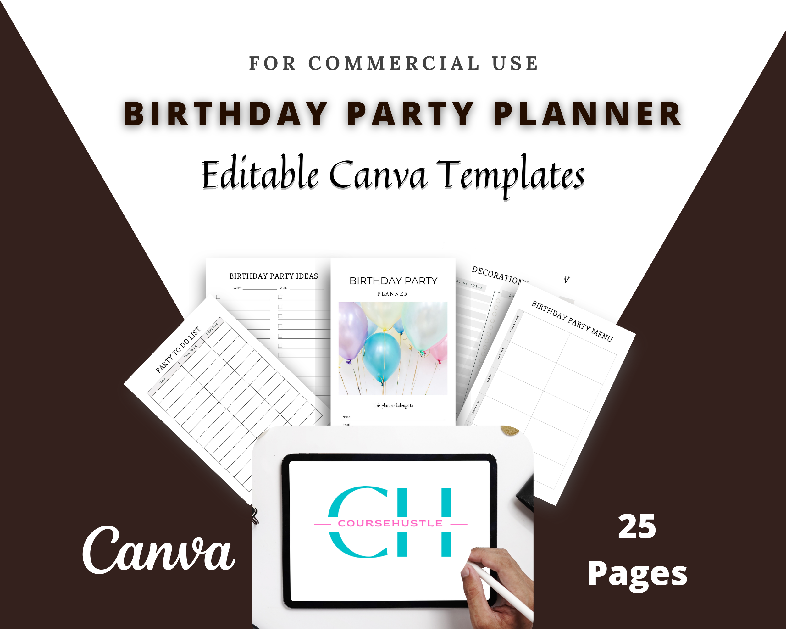 Editable Birthday Planner in Canva | Canva Template Pack | Birthday Party Planner Canva | Commercial Use