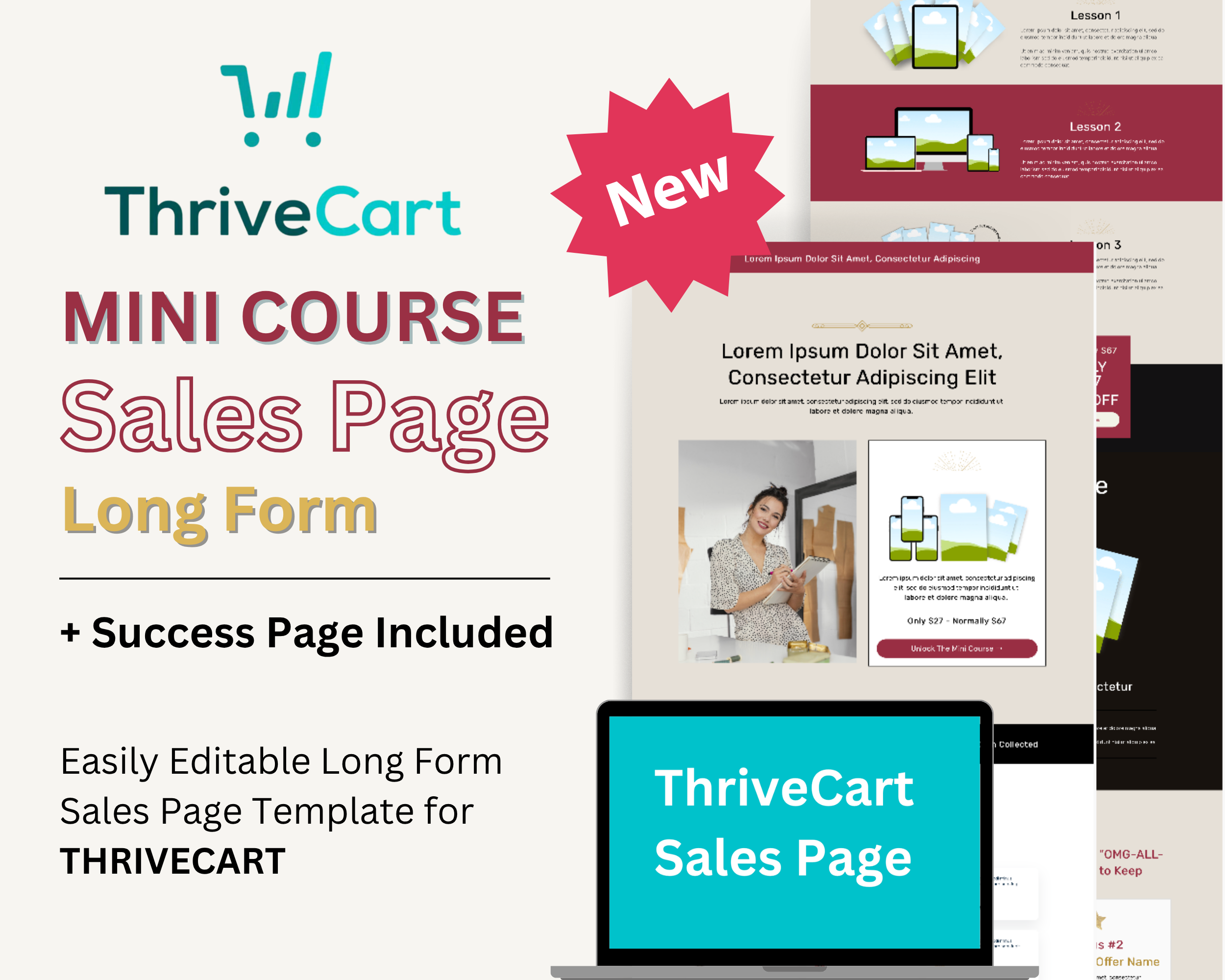 Mini Course Sales Page Template in ThriveCart