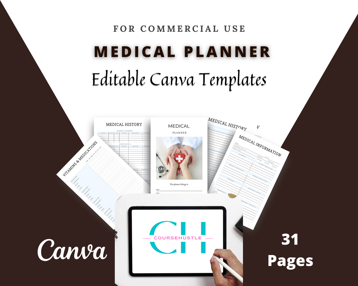 Editable Medical Planner in Canva | Commercial Use