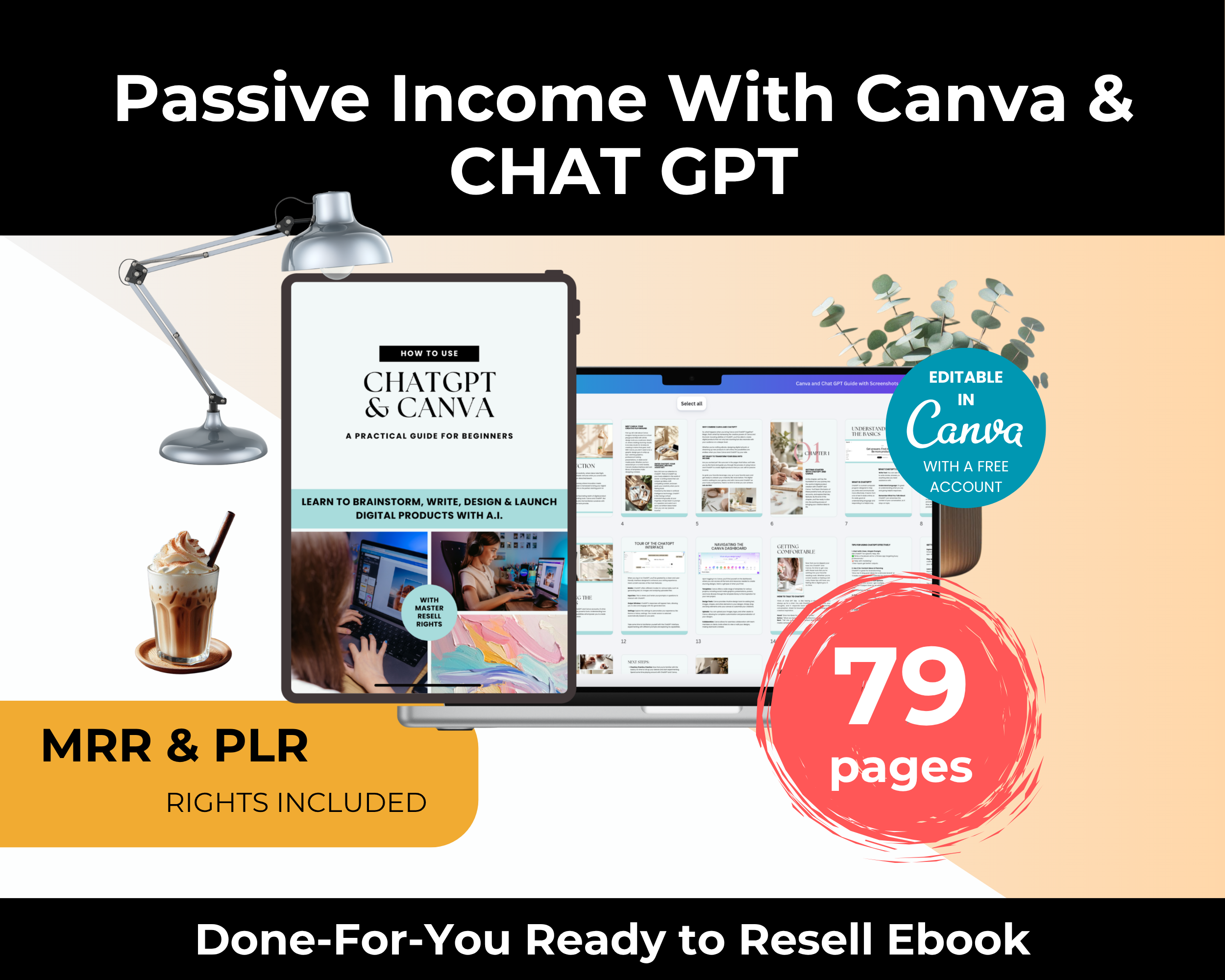 Passive Income With Canva & Chat GPT Ebook in Canva with PLR, MRR Rights
