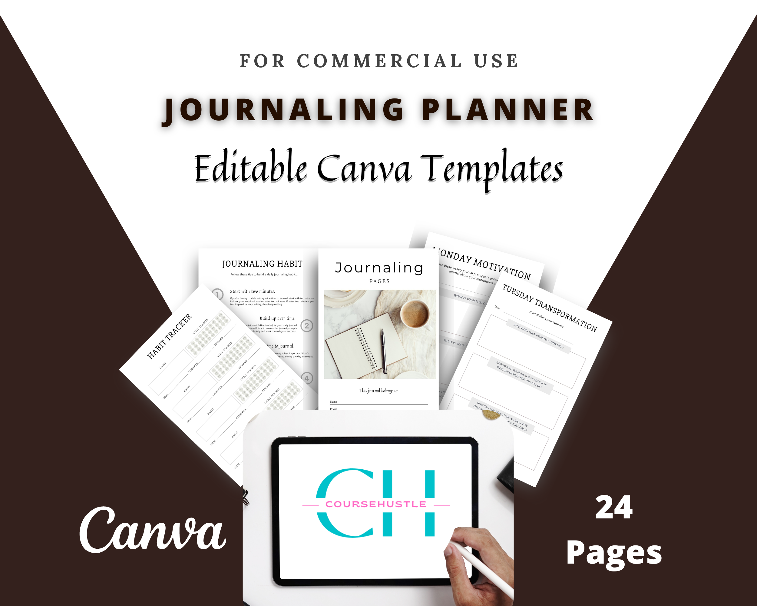 Editable Journaling Pages in Canva | Commercial Use