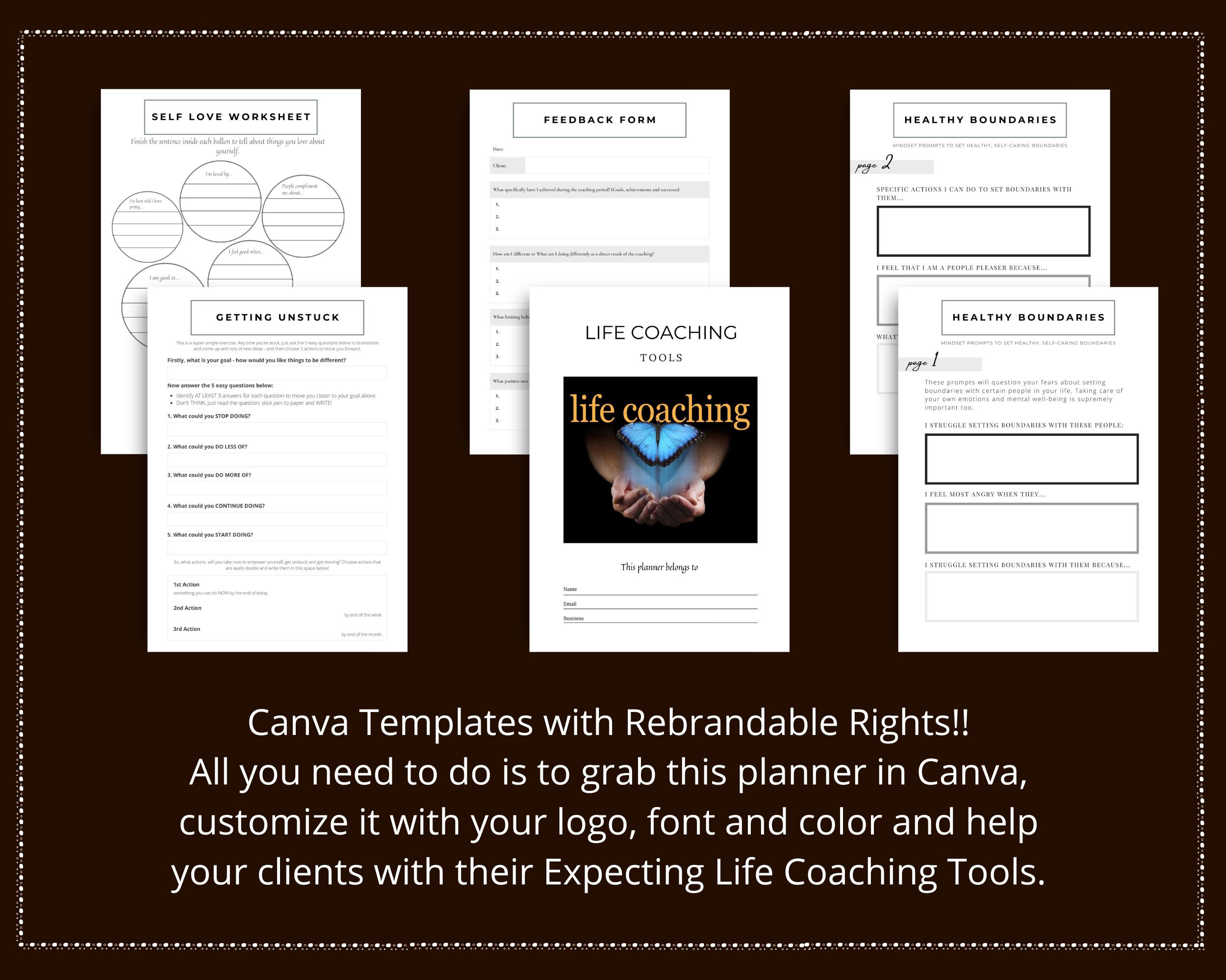 Editable Life Coaching Tools in Canva | Commercial Use
