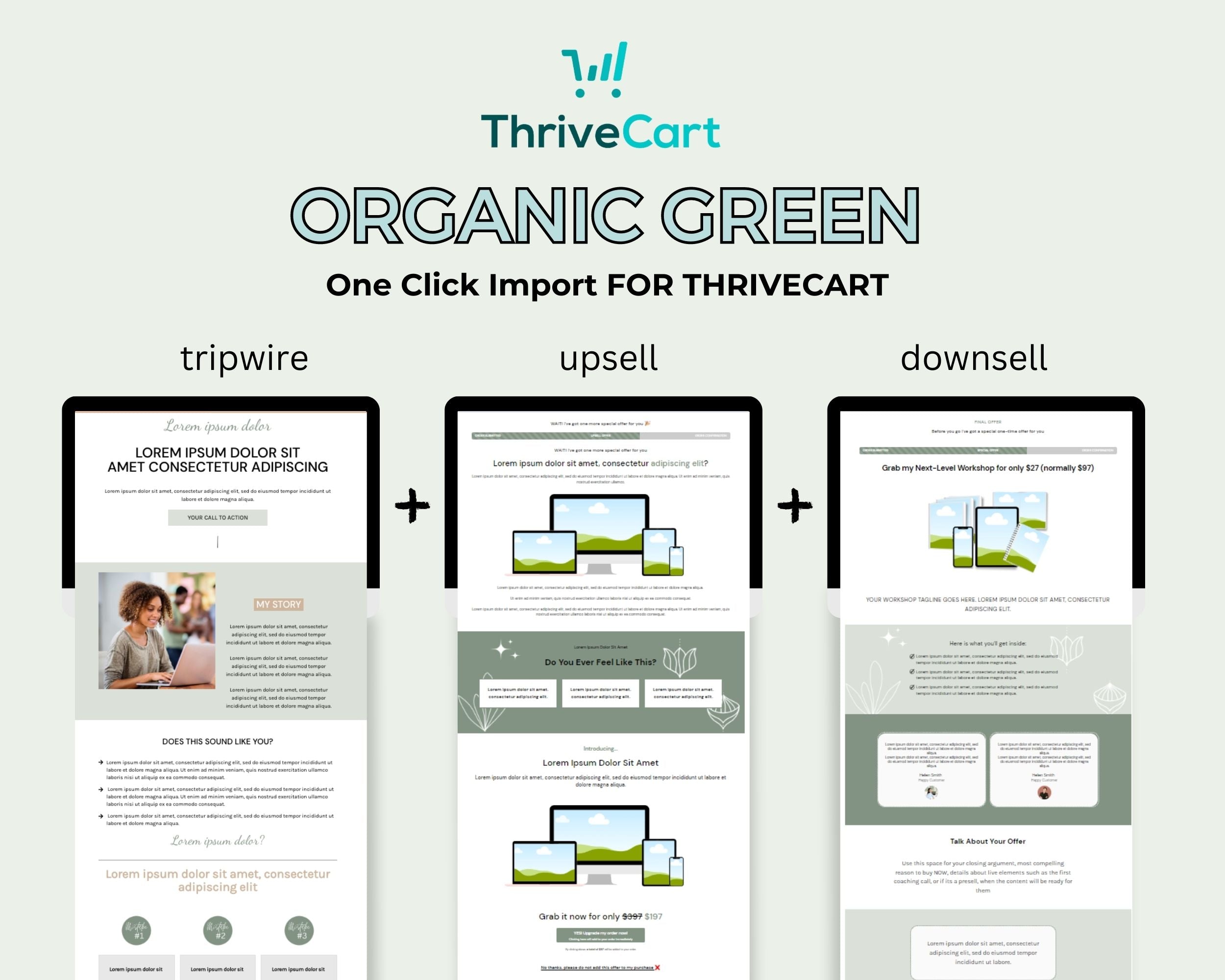 Organic Green ThriveCart 4-Page Sales Funnel Template
