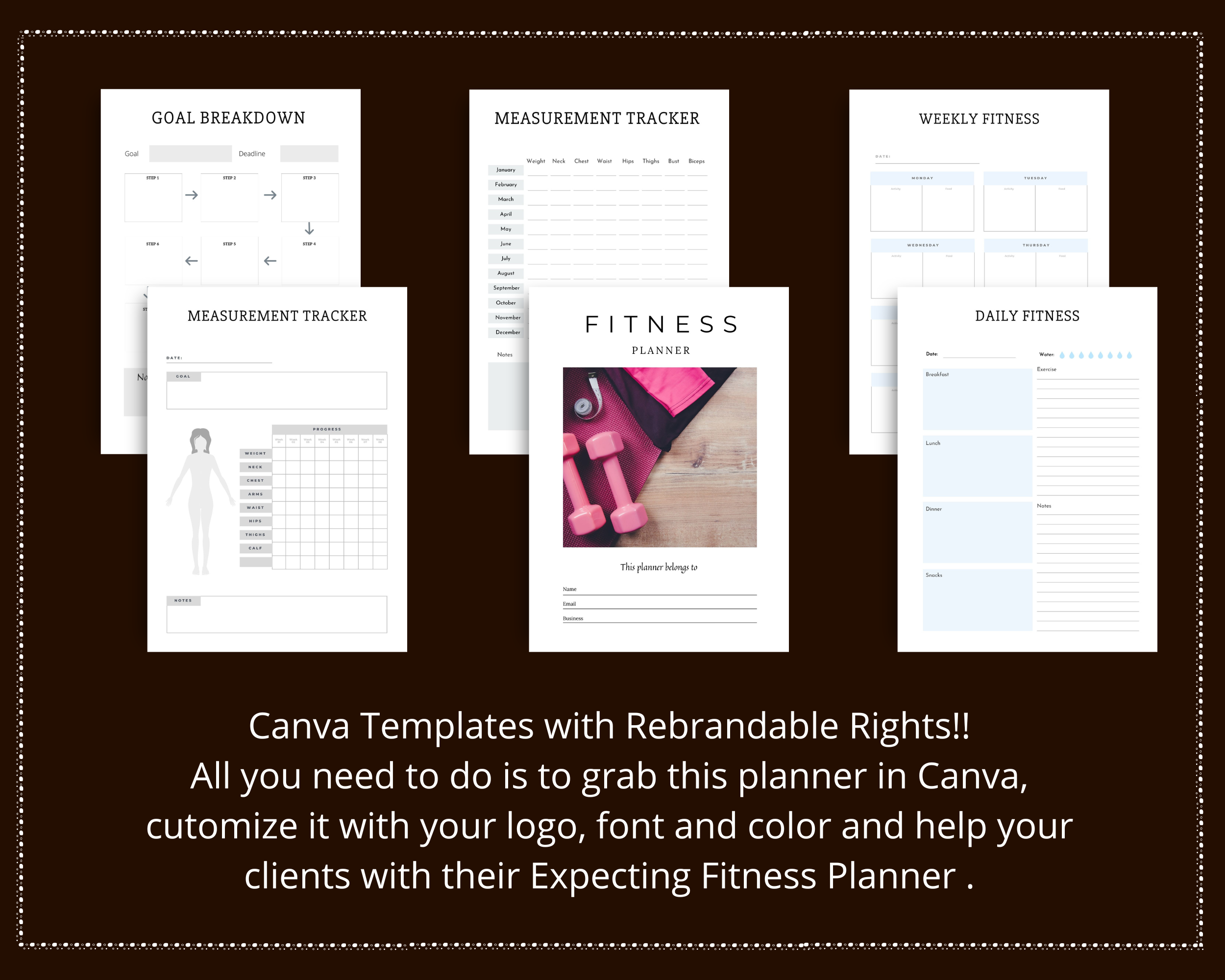 Editable Fitness Planner in Canva | Commercial Use