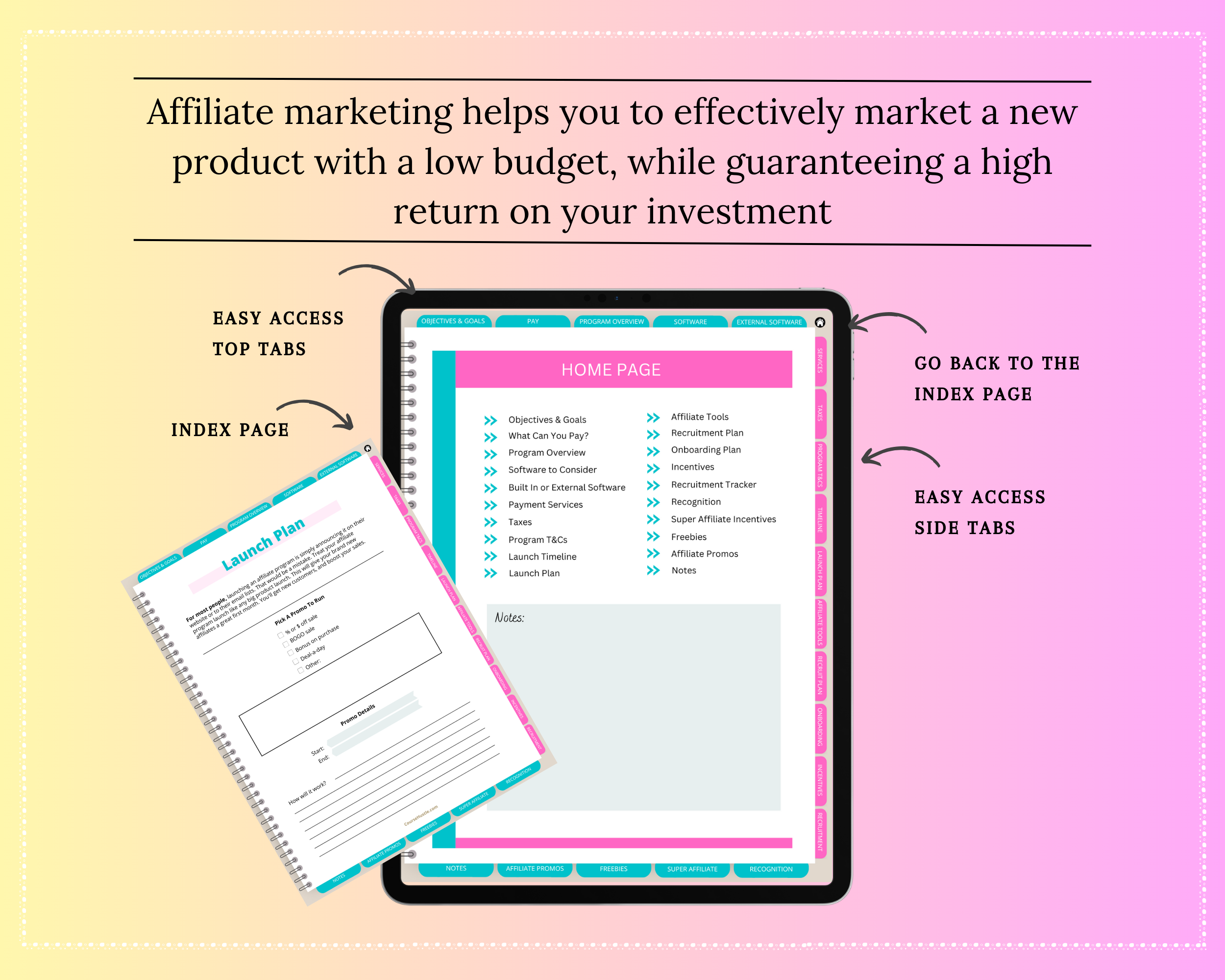 Affiliate Manager Digital Workbook | Hyperlinked PDF | Suitable with Goodnotes & Notability