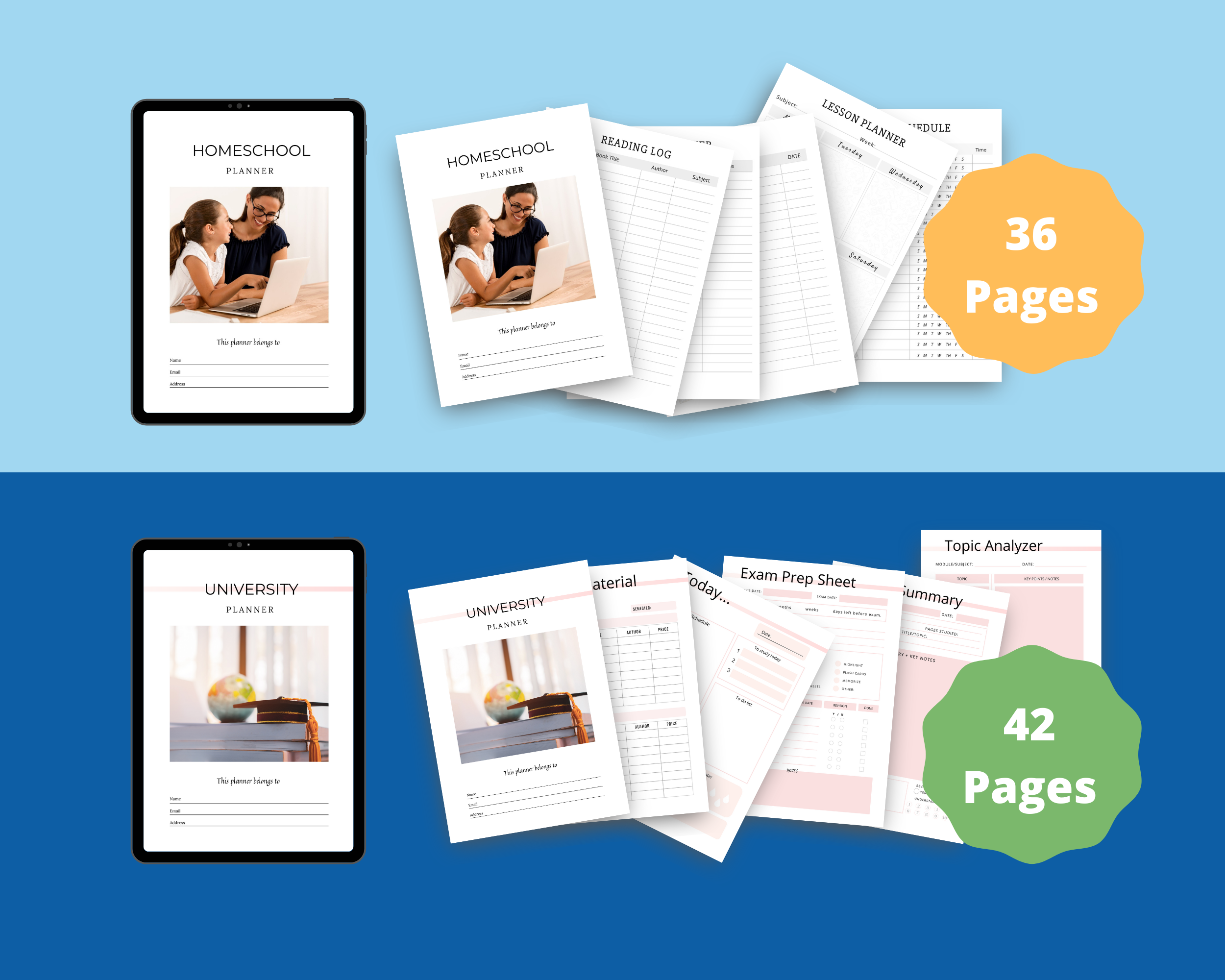 BUNDLE of 9 Academic Planner in Canva | Customizable | Editable Canva Templates | Commercial Use | Academic Planners