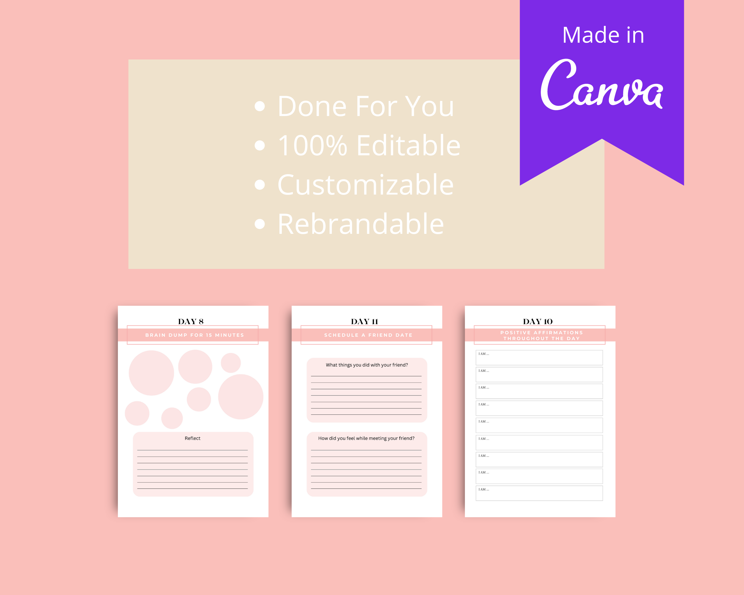 30-Day Mental Cleanse Challenge | Editable Canva Template A4 Size