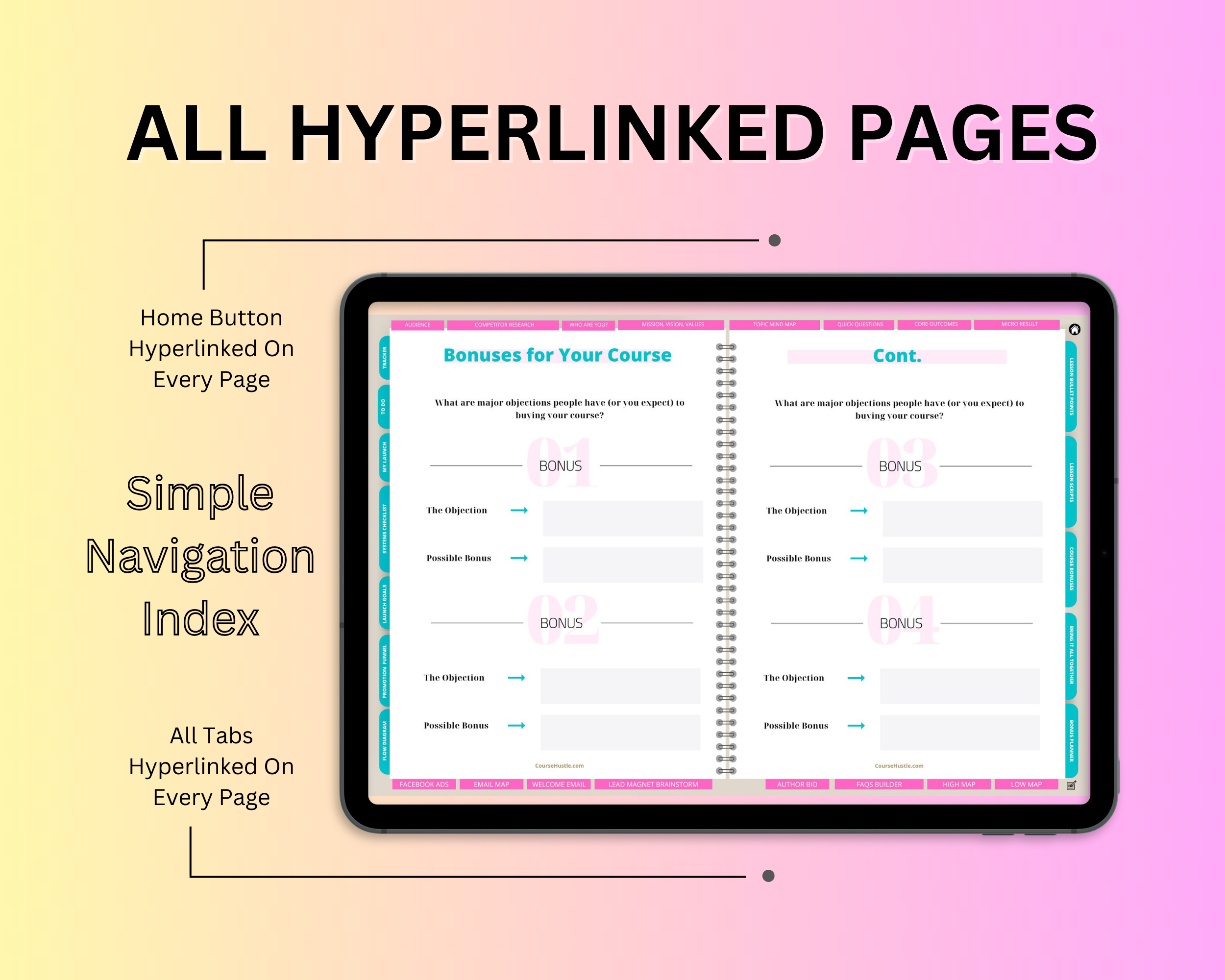 Signature Course Digital Workbook | Online Course Planner | Hyperlinked PDF | Suitable with Goodnotes & Notability
