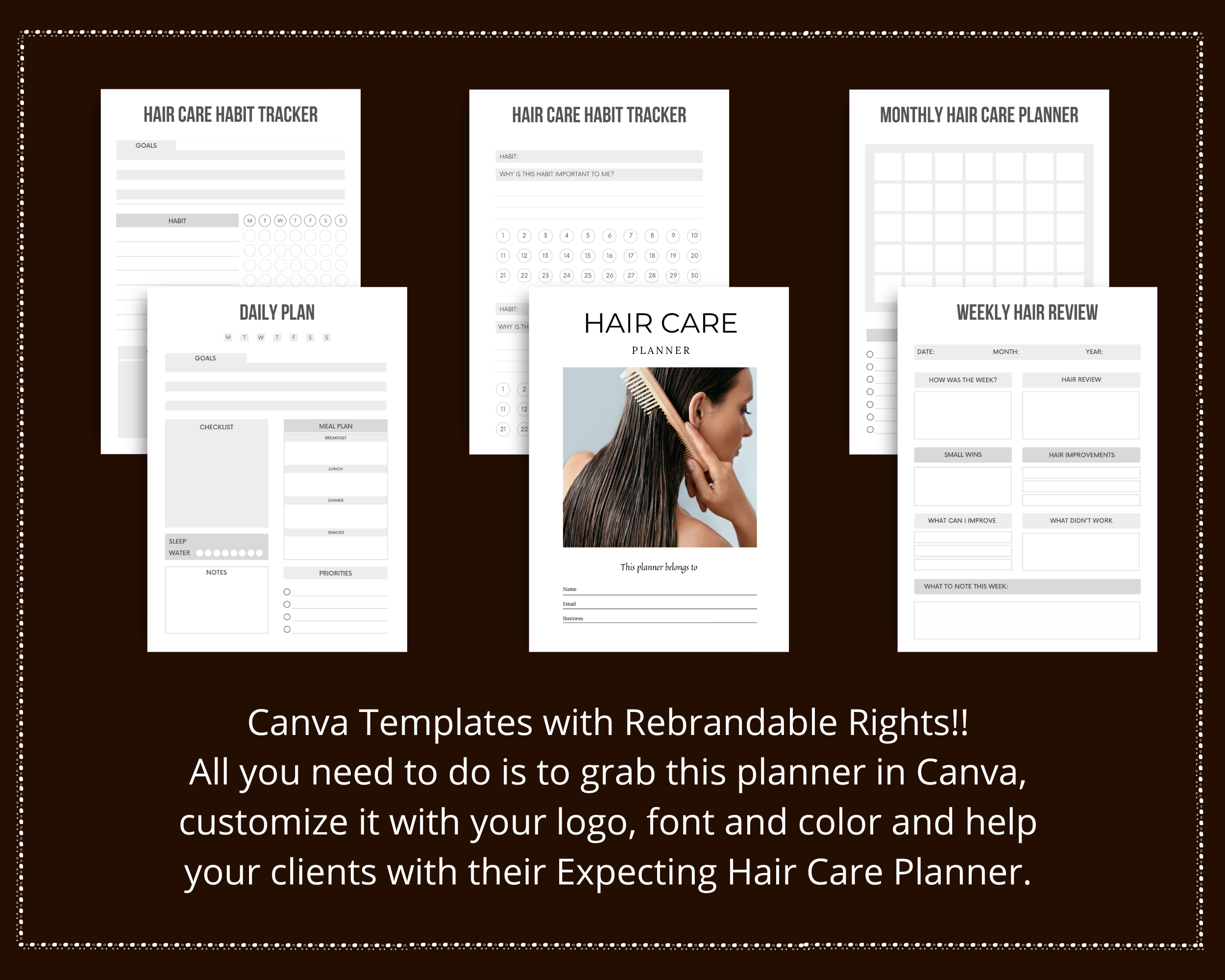 Editable Hair Care Planner in Canva | Canva Template Pack | Commercial Use