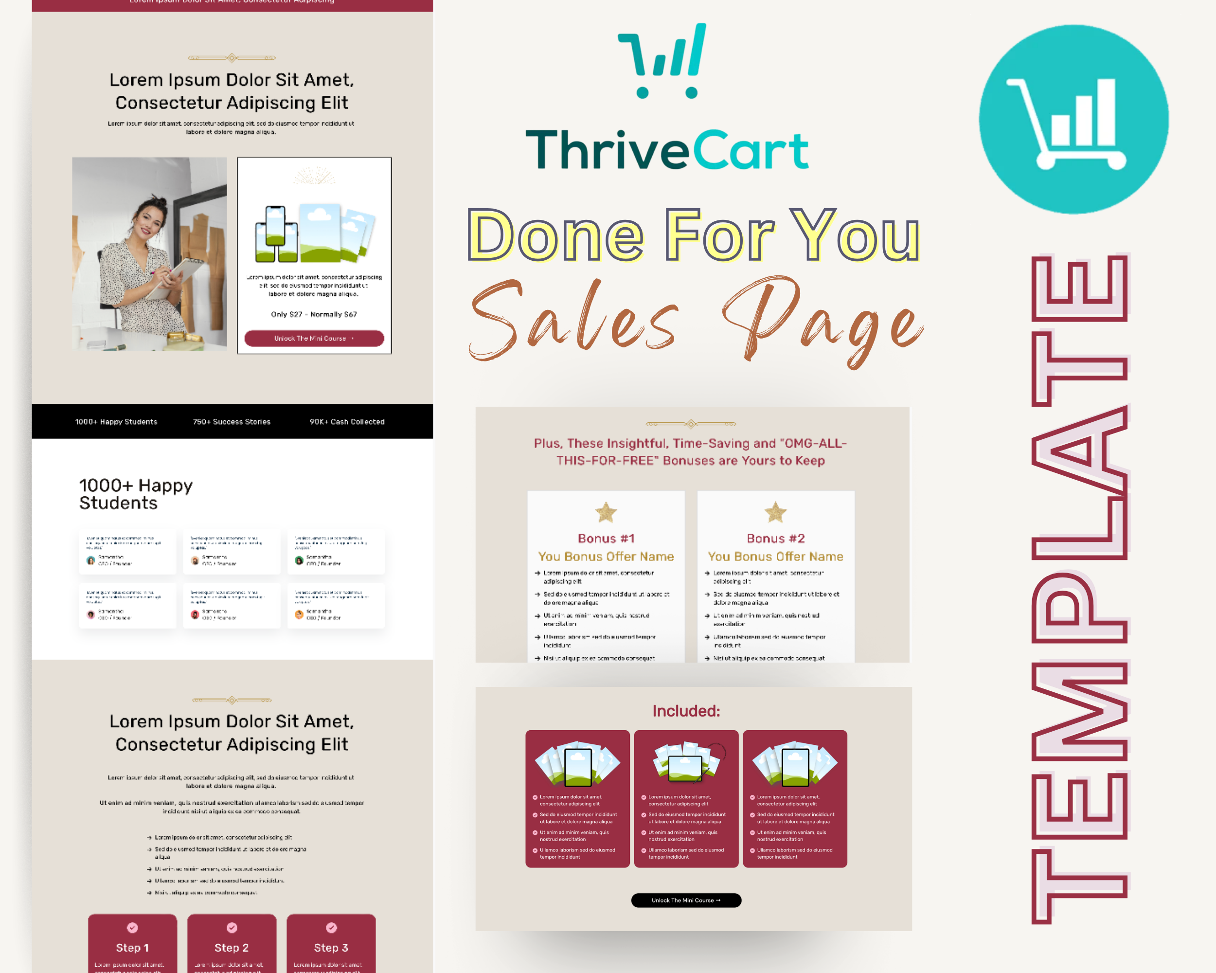 Mini Course Sales Page Template in ThriveCart