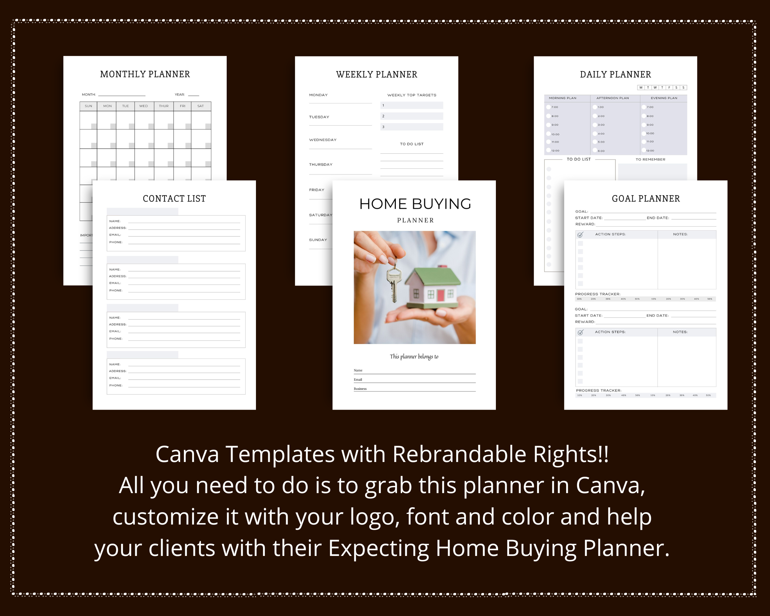 Editable Home Buying Planner in Canva | Commercial Use