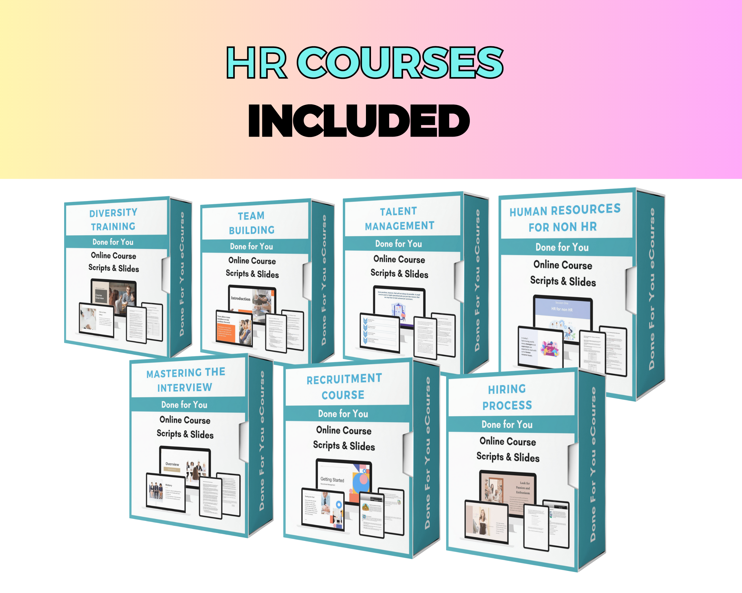 BUNDLE of 15 HR & Communication Courses | Lessons in Google Docs | Done for You Canva Slides