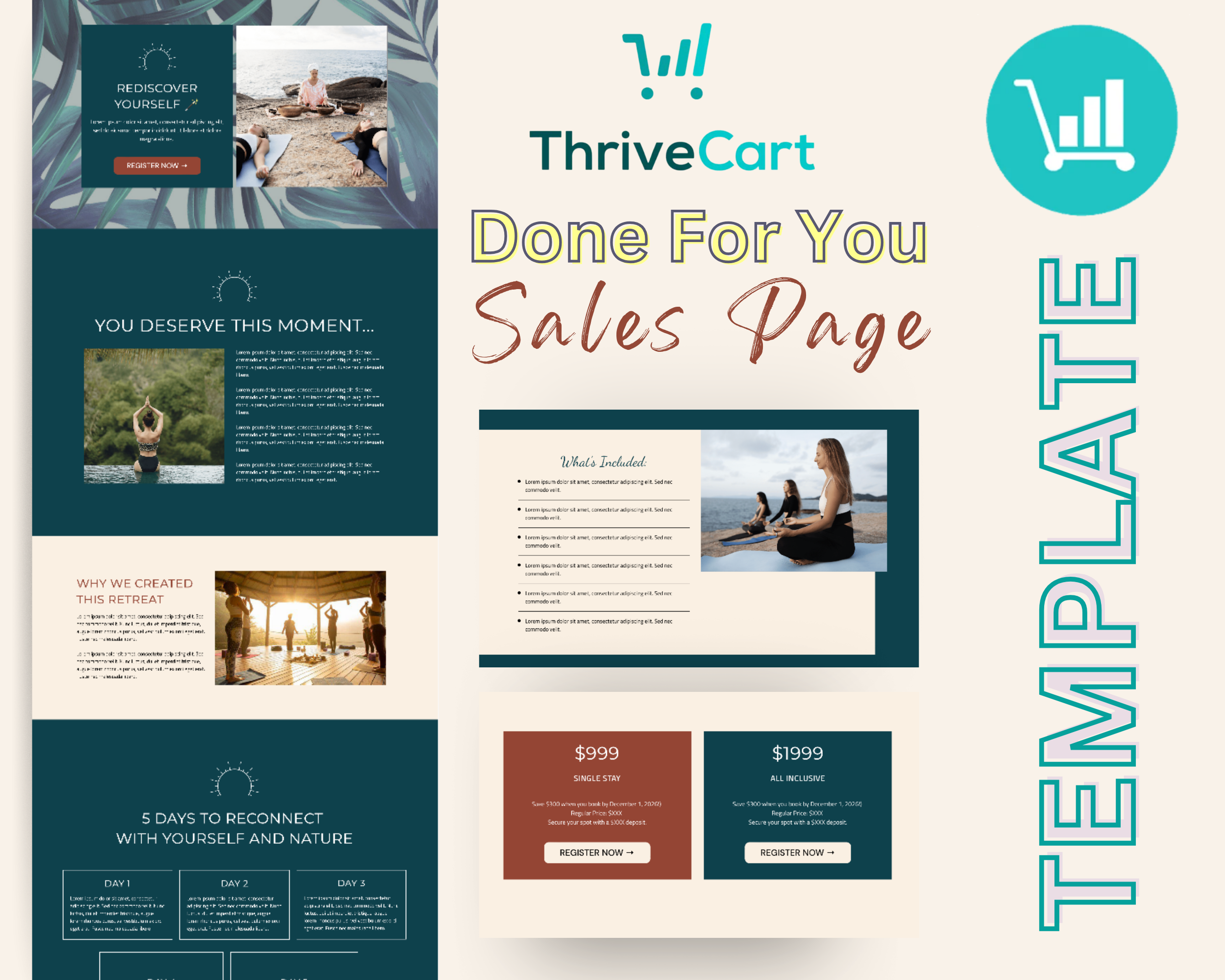 Retreat Sales Page Template in ThriveCart