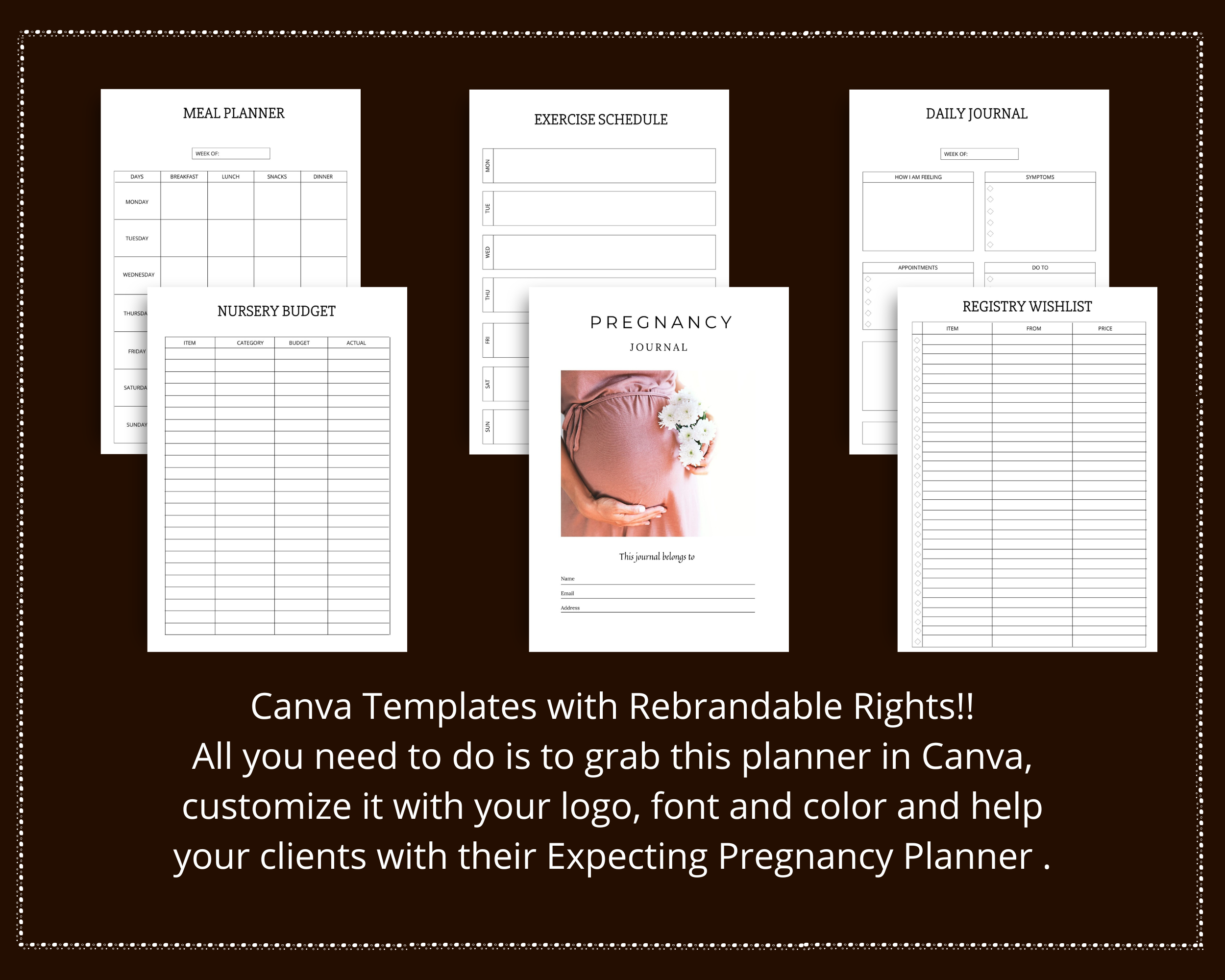Editable Pregnancy Planner Templates in Canva | New Mom Planner Templates | Commercial Use