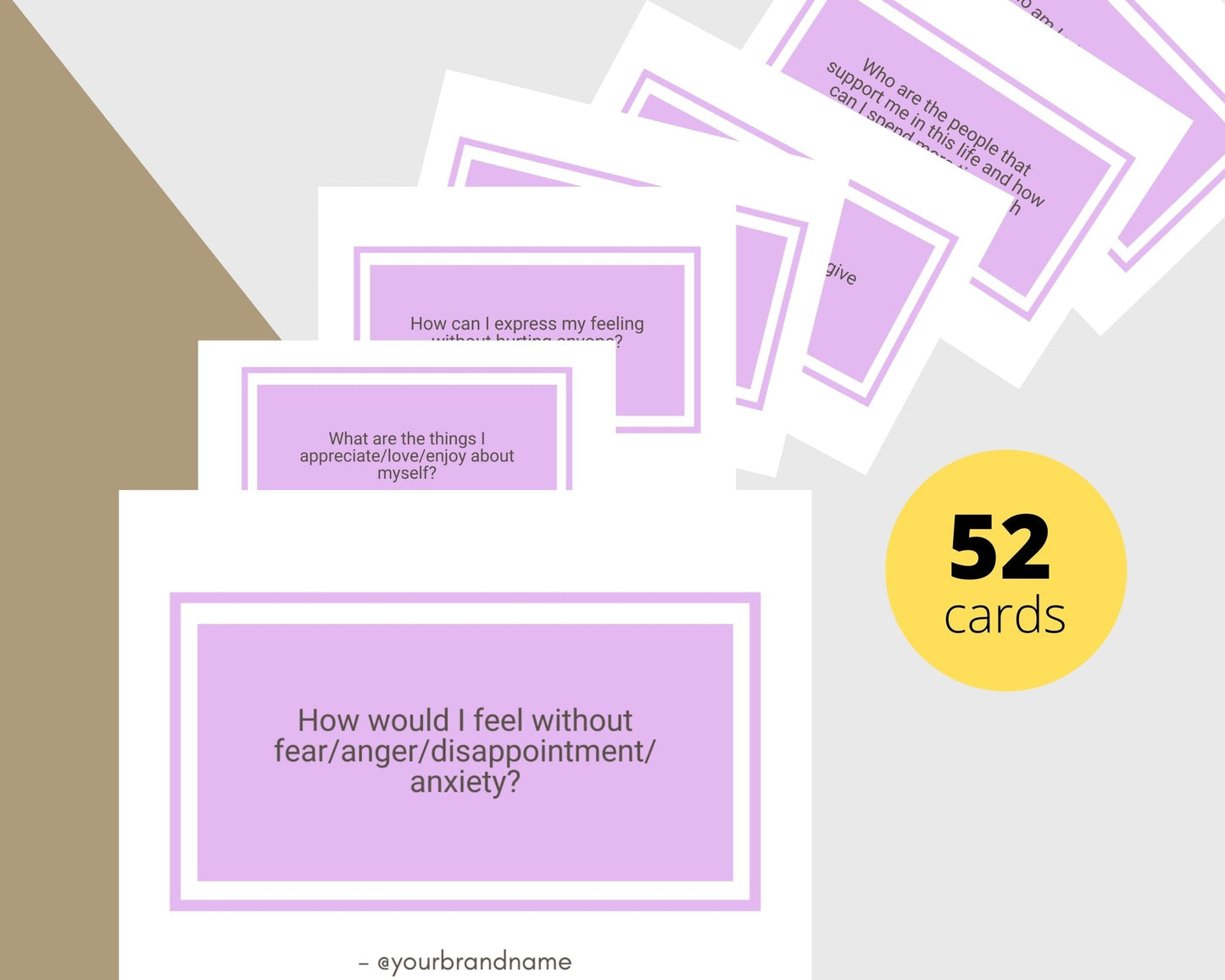 52 Mindful Questions to Ask Yourself Cards | Canva Inspirational Cards | Commercial Use Active