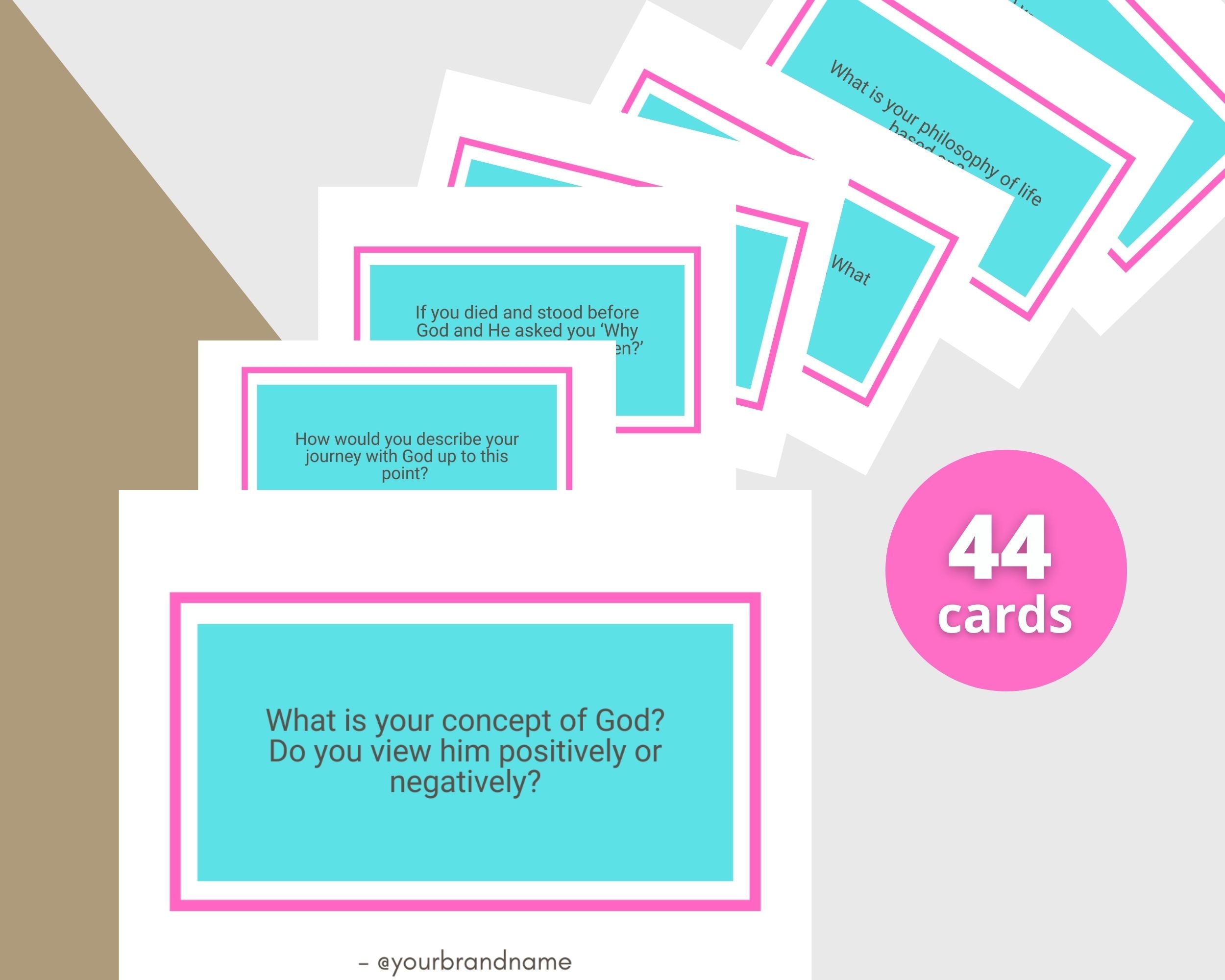 44 Christian Conversation Starter Cards | Canva Inspirational Cards | Commercial Use