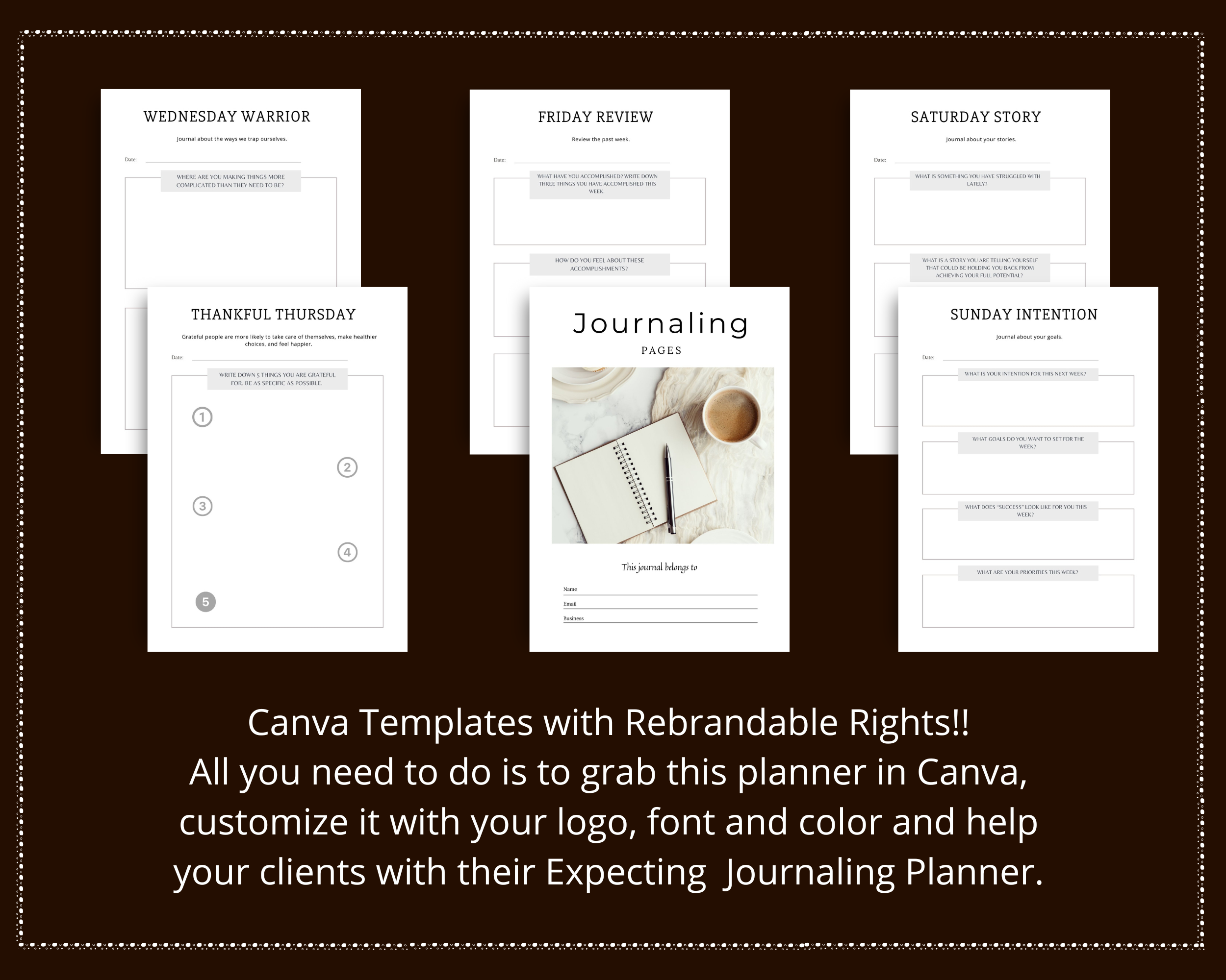 Editable Journaling Pages in Canva | Commercial Use