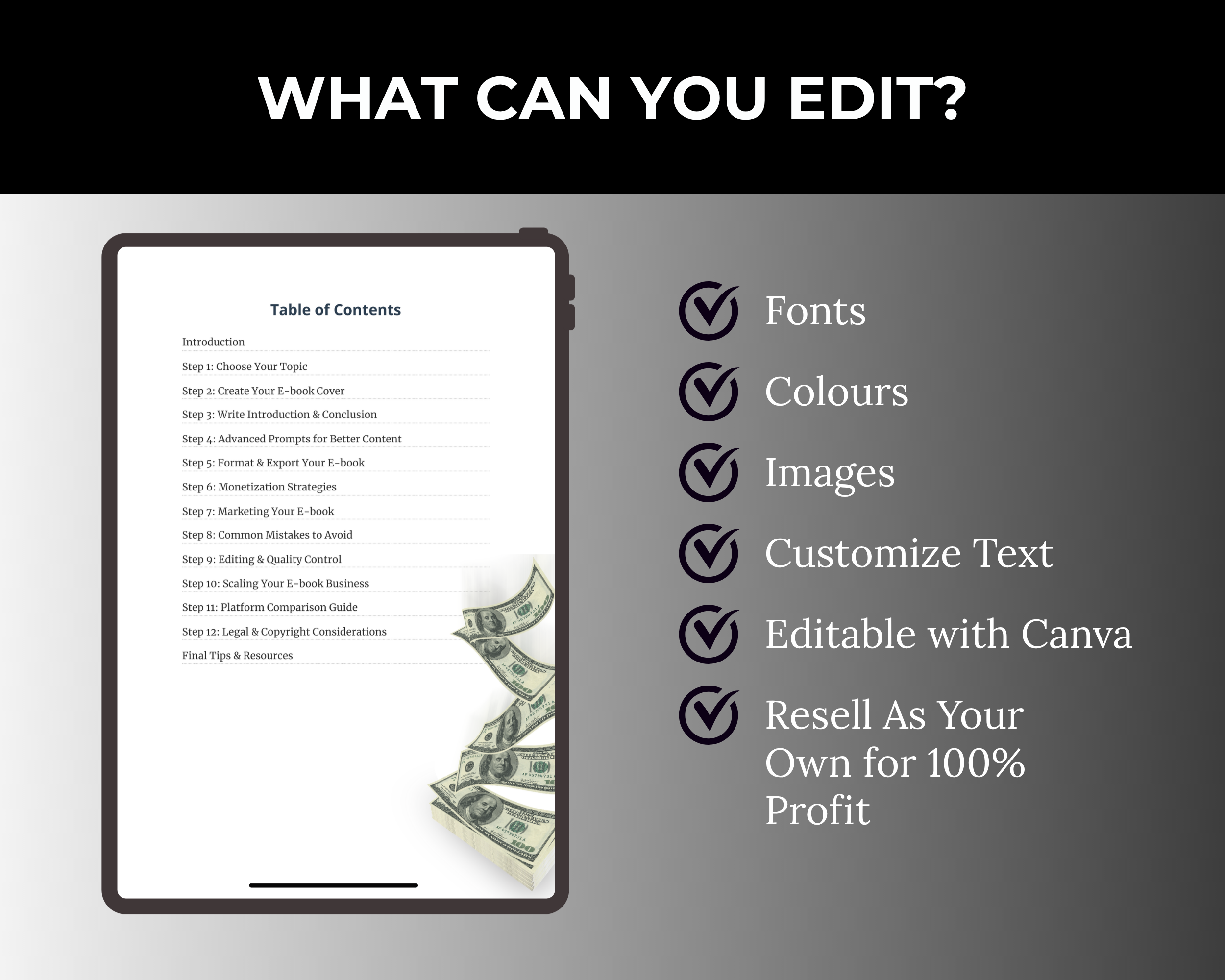 $5K a Month ChatGPT Ebooks Guide in Canva with PLR, MRR Rights