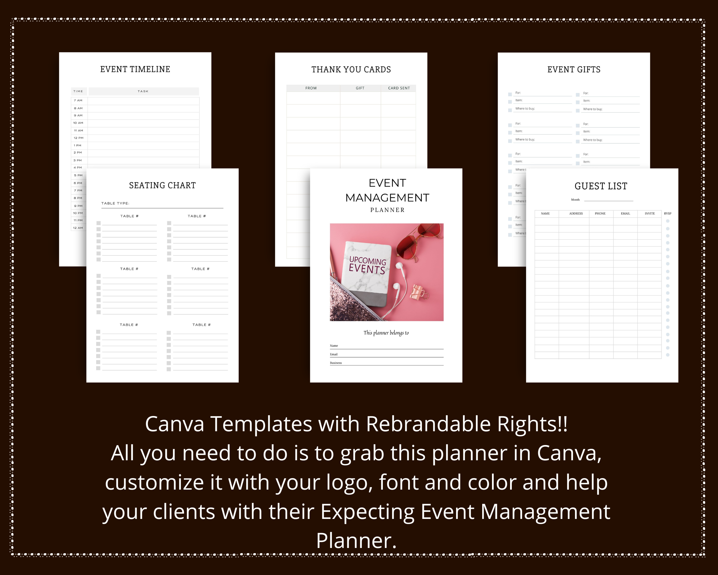 Editable Event Management Planner in Canva | Commercial Use