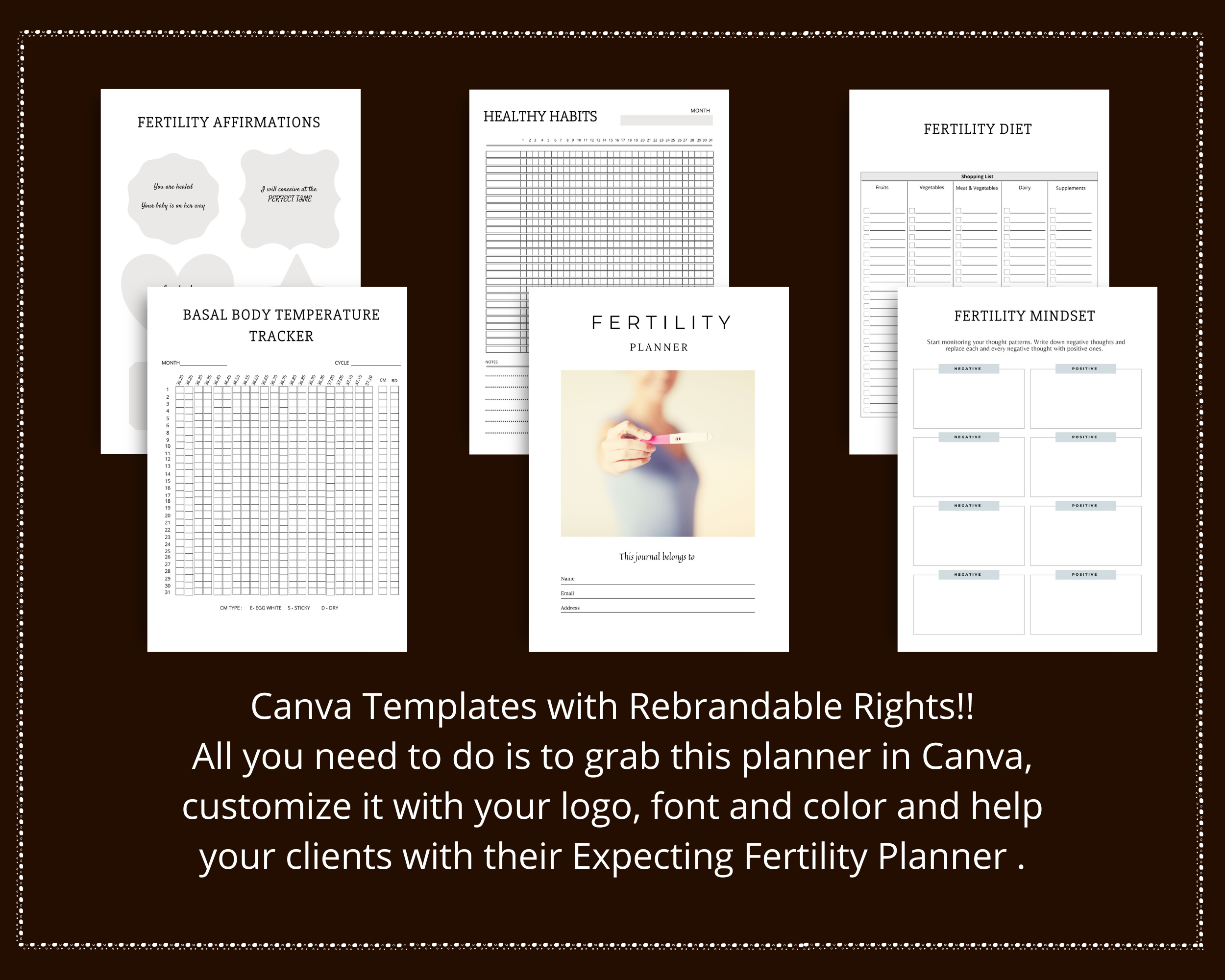 Editable Fertility Planner Templates in Canva | Commercial Use