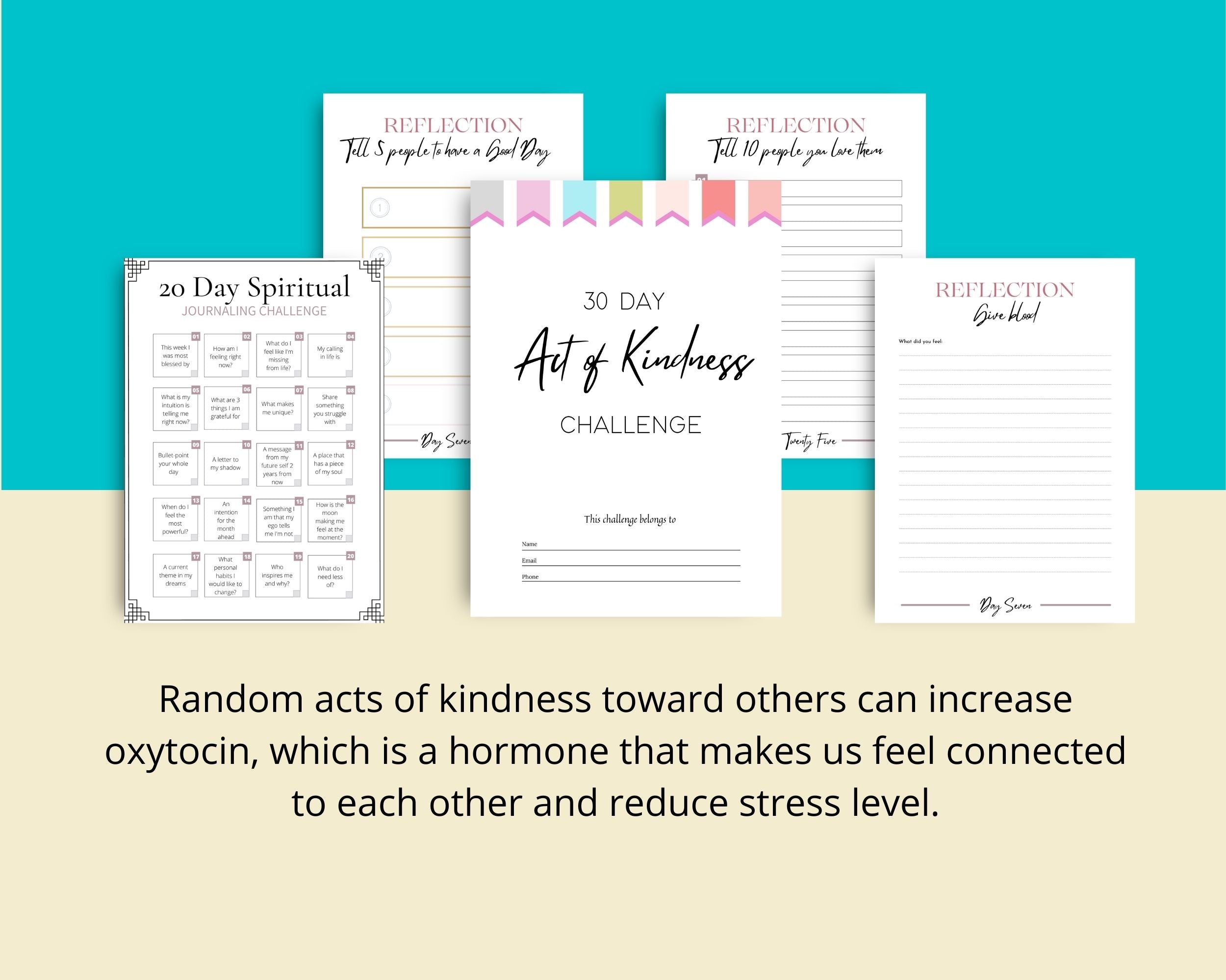 30 Day Act of Kindness Challenge | Editable Canva Template A4 Size