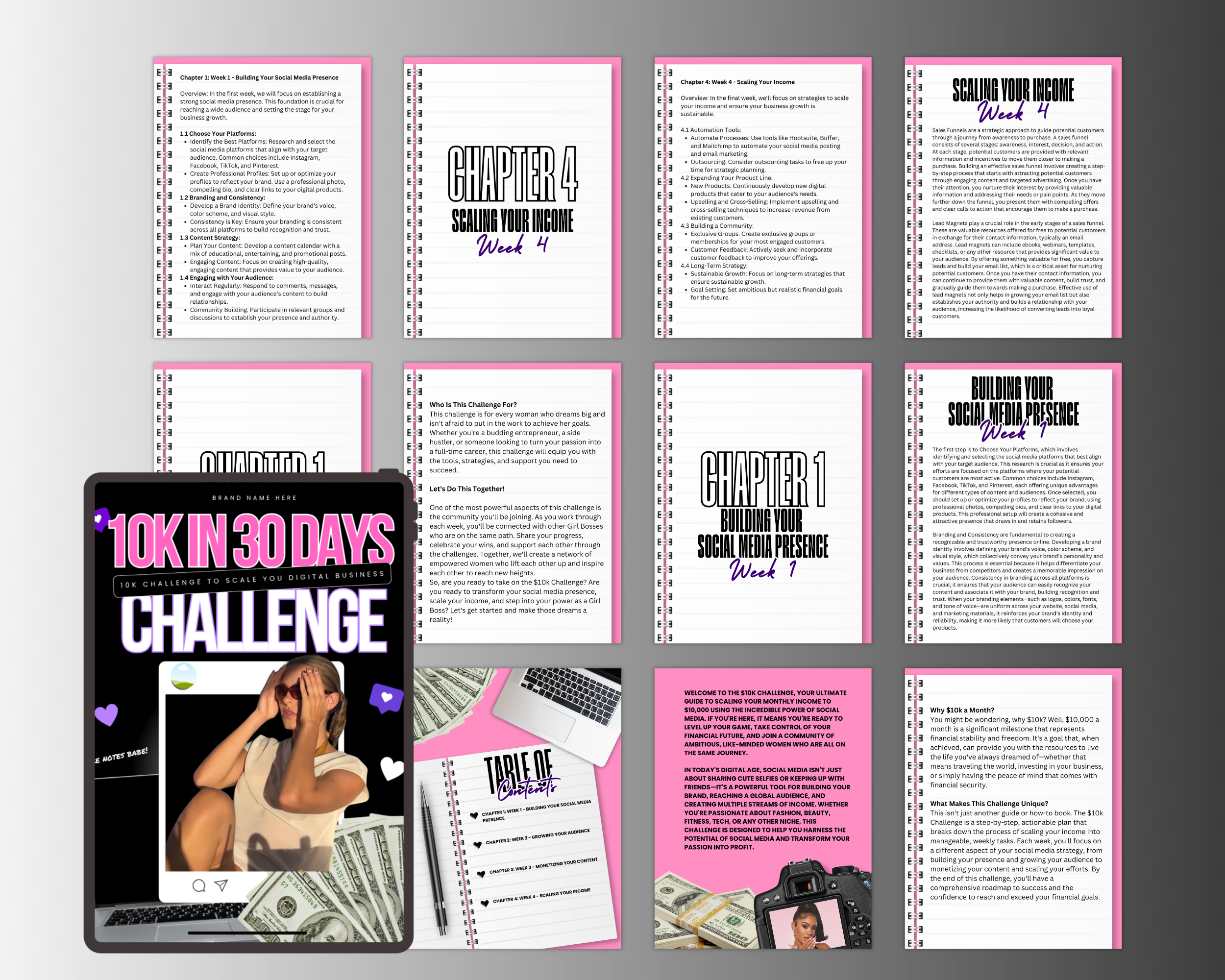 $10K Challenge in 30 Days Ebook in Canva with PLR, MRR Rights