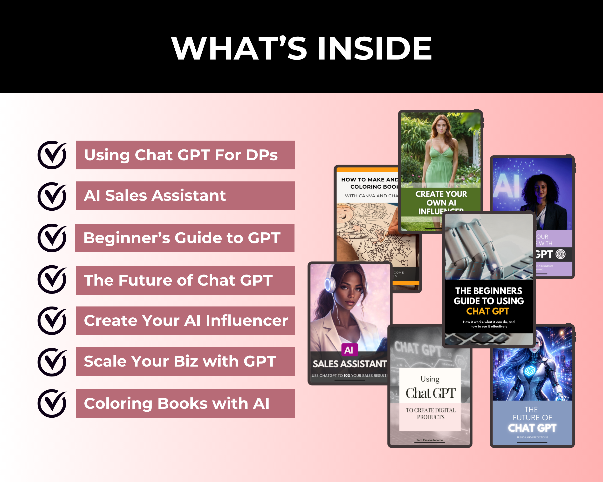 AI & Chat GPT Bundle of 7 Editable Ebooks in Canva with PLR Rights