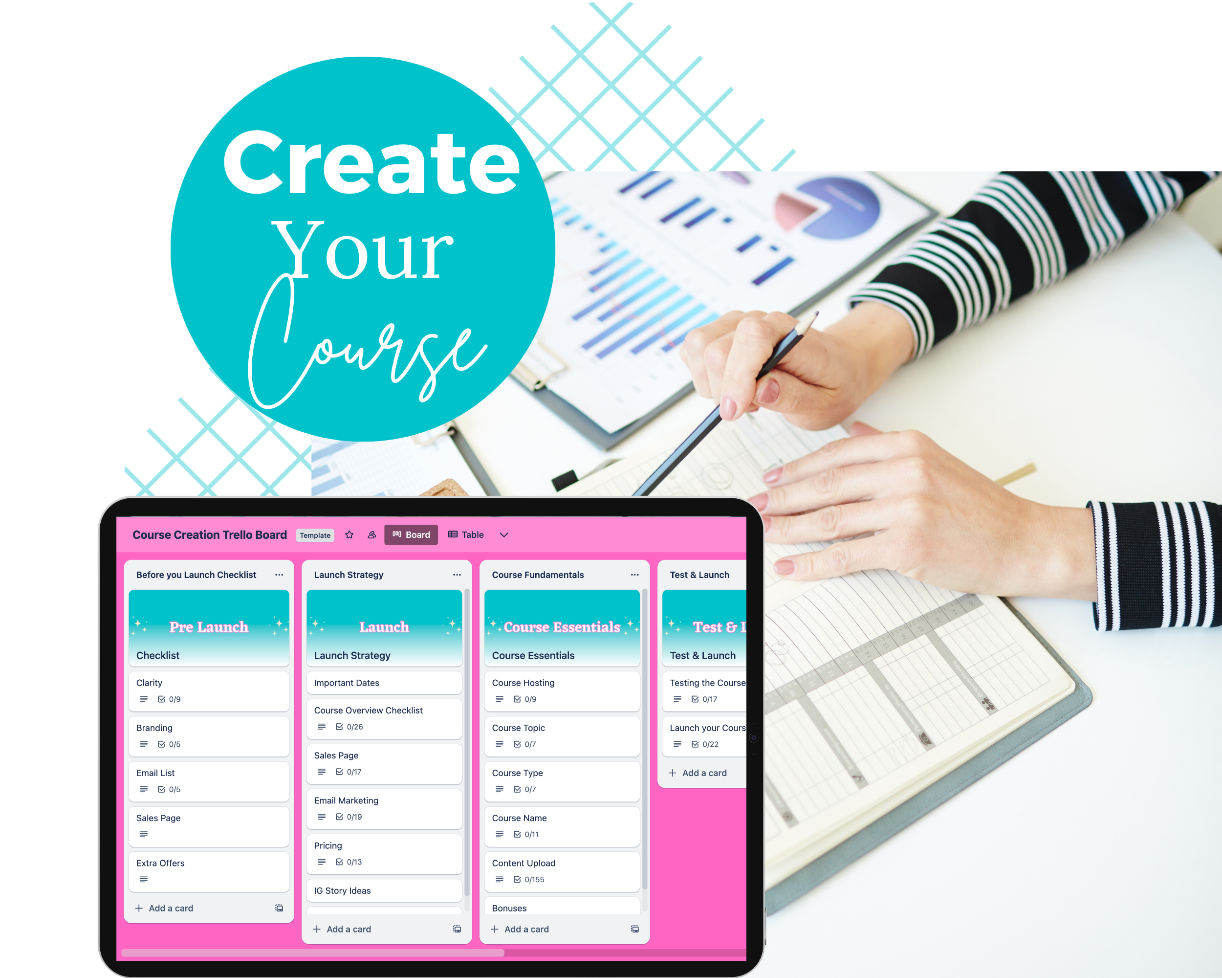 Course Creation Trello Board, Course Workflow, Course Checklist