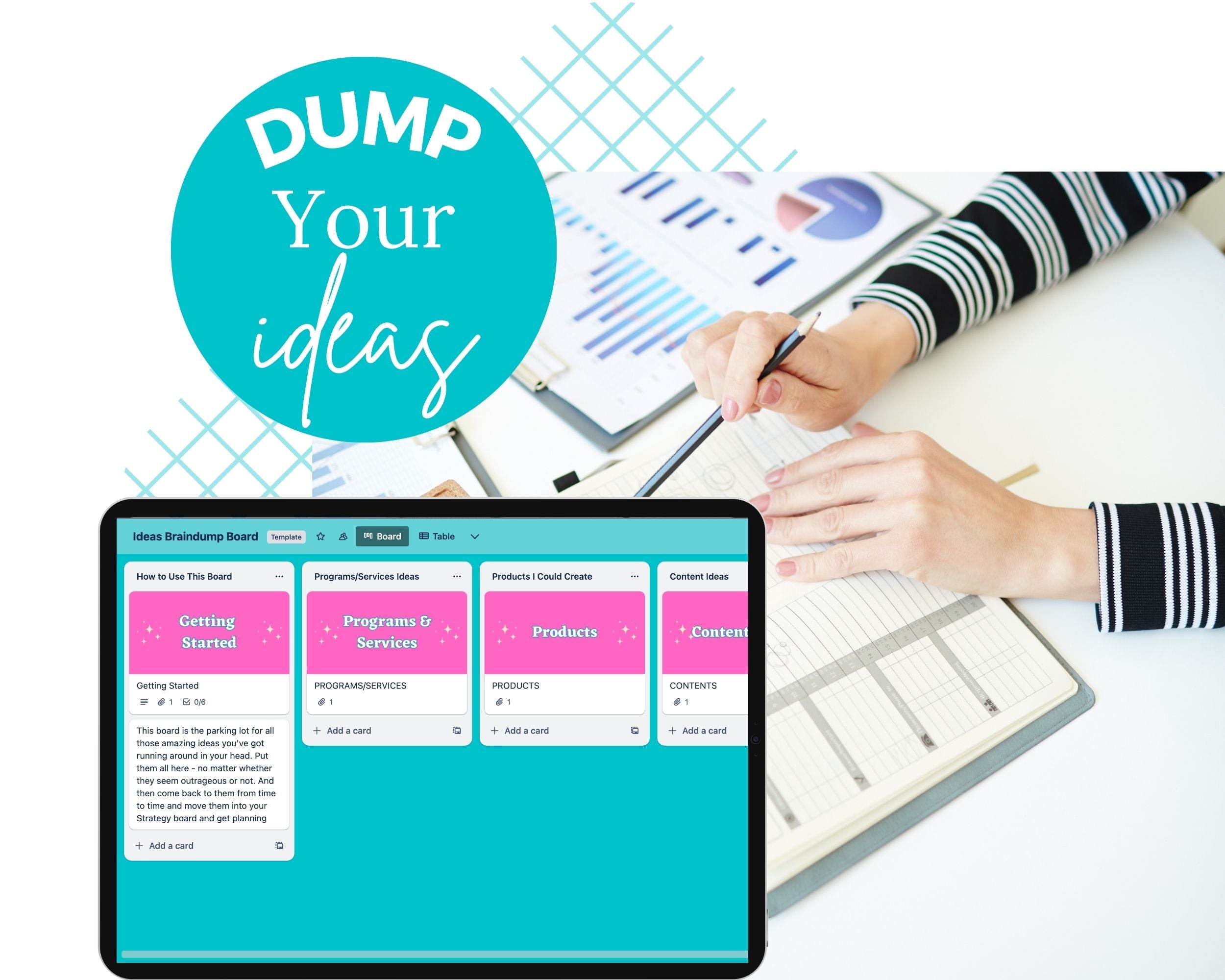 Idea Brain Dump Trello Board, Thought Organizer Workflow