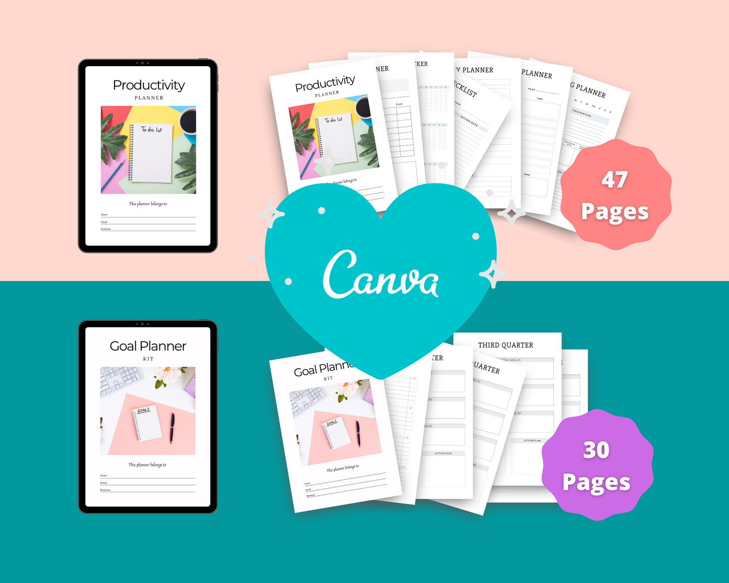 BUNDLE of 7 Business Planners in Canva | Customizable | Editable | Commercial Use | Business Templates
