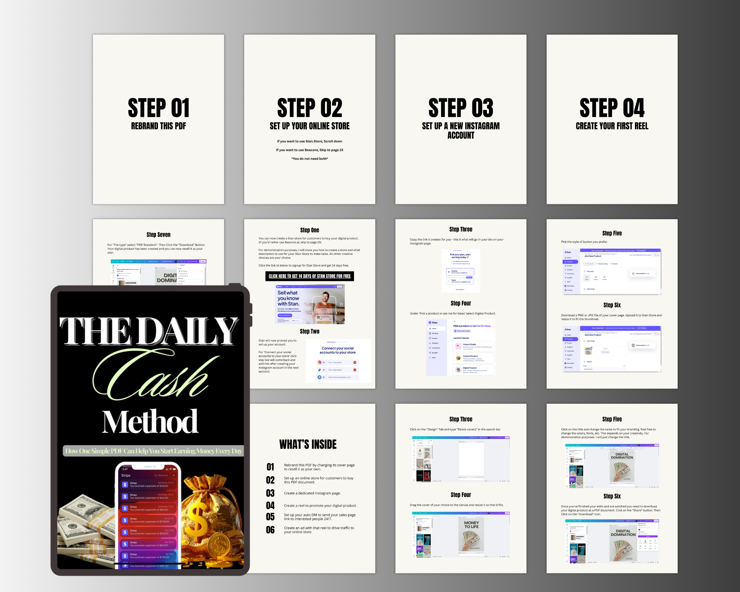 The Daily Cash Method Ebook in Canva with PLR, MRR Rights
