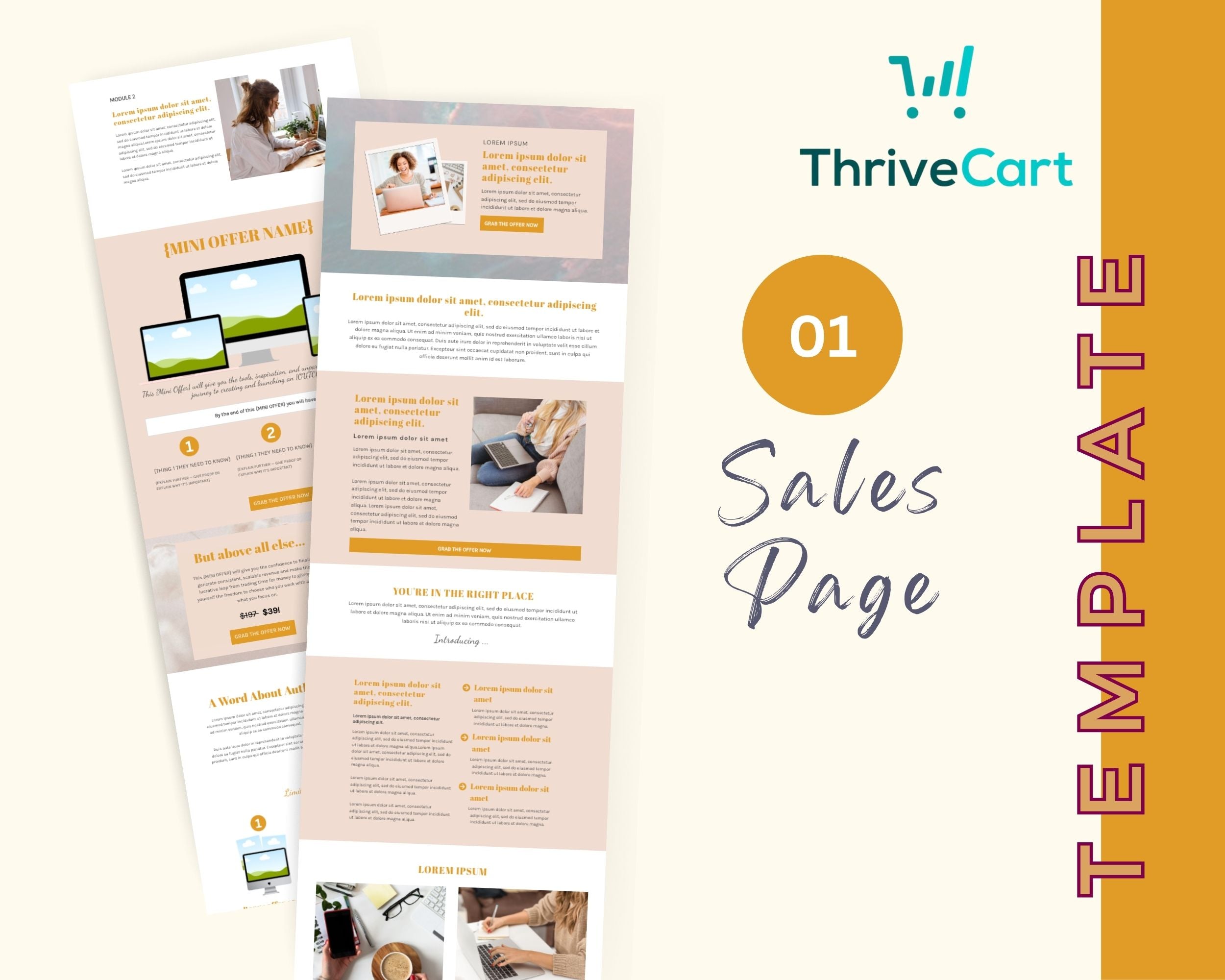 Golden Beige ThriveCart 4-Page Sales Funnel Template