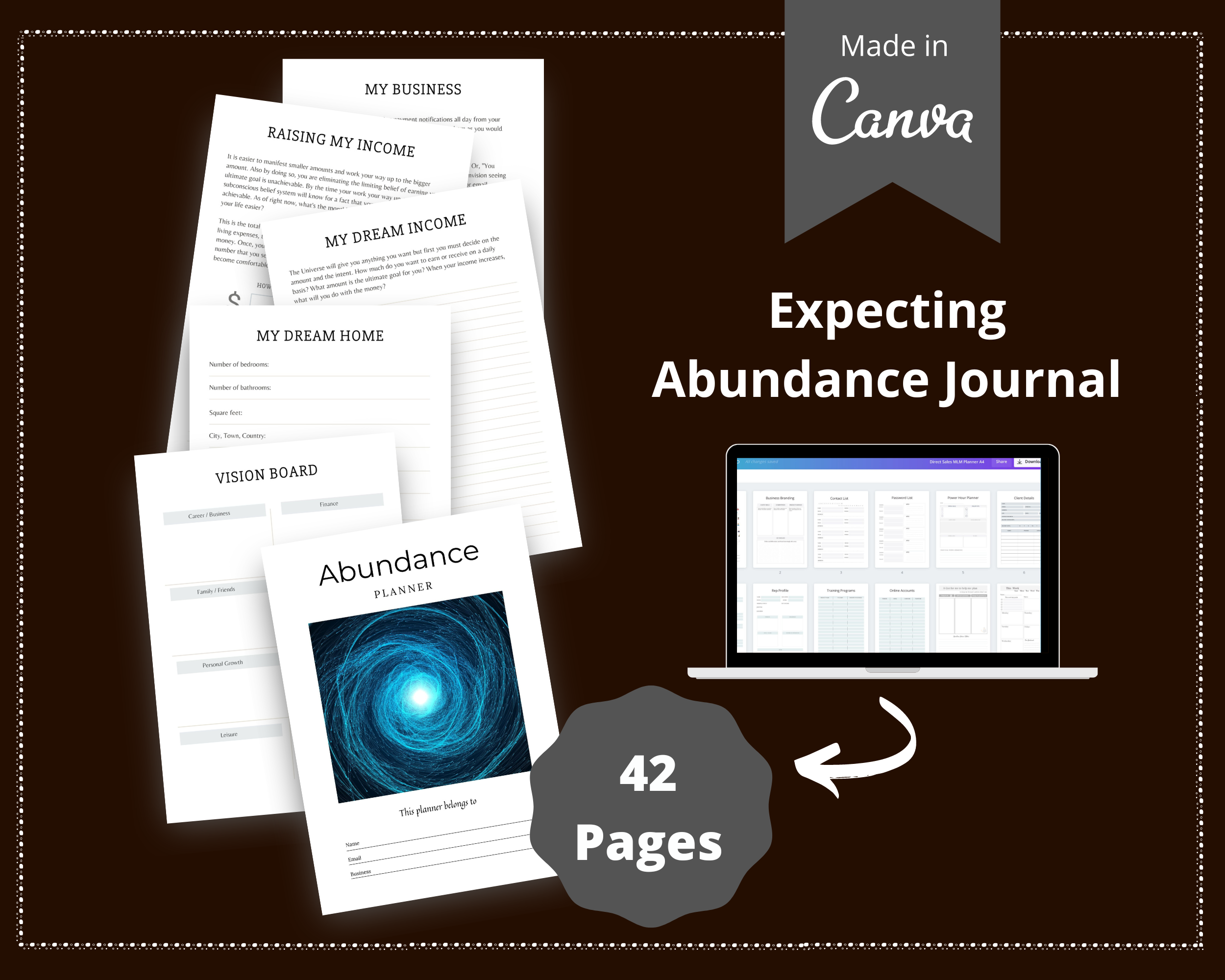 Editable Abundance Planner in Canva | Commercial Use
