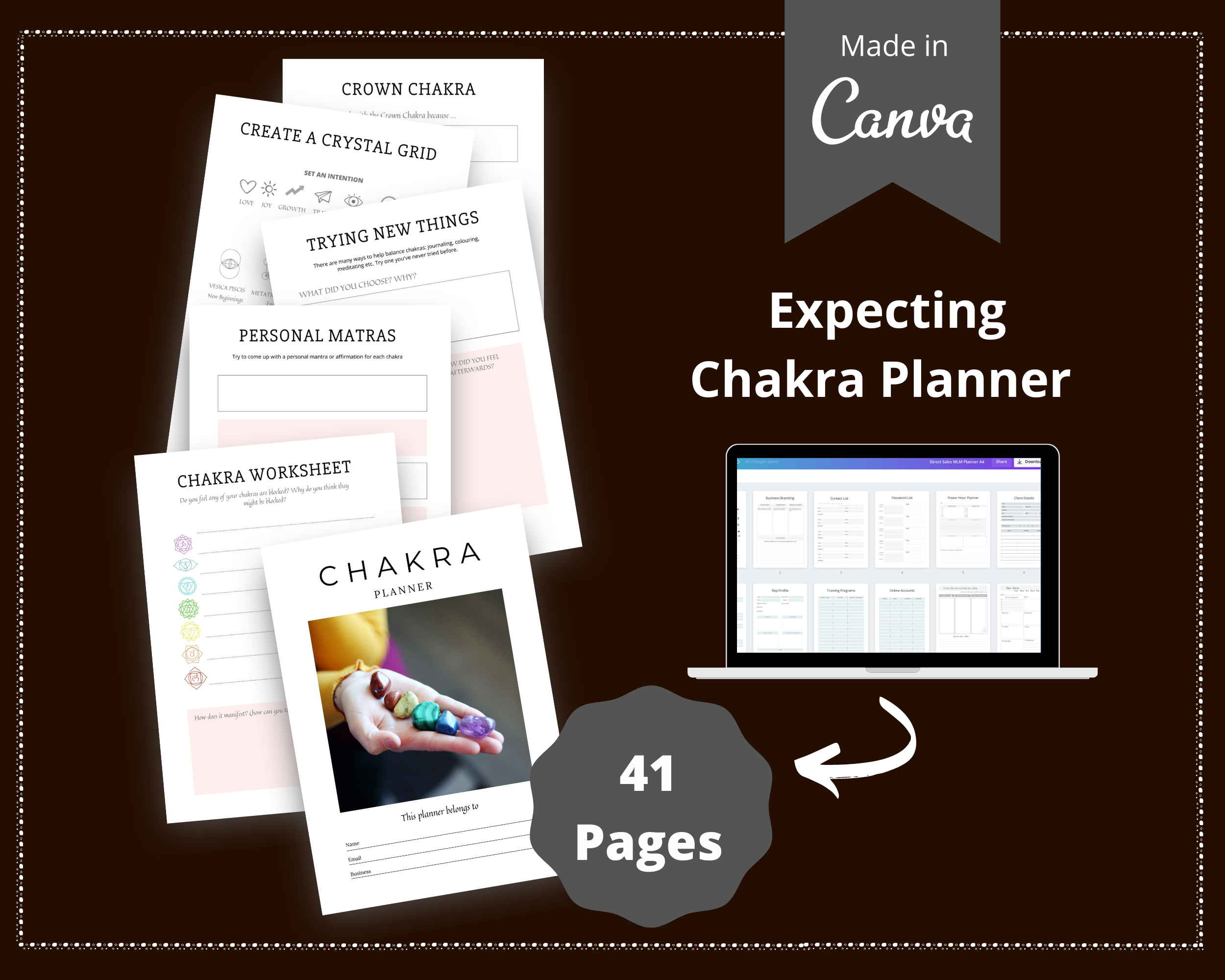 Editable Chakra Planner in Canva | Commercial Use
