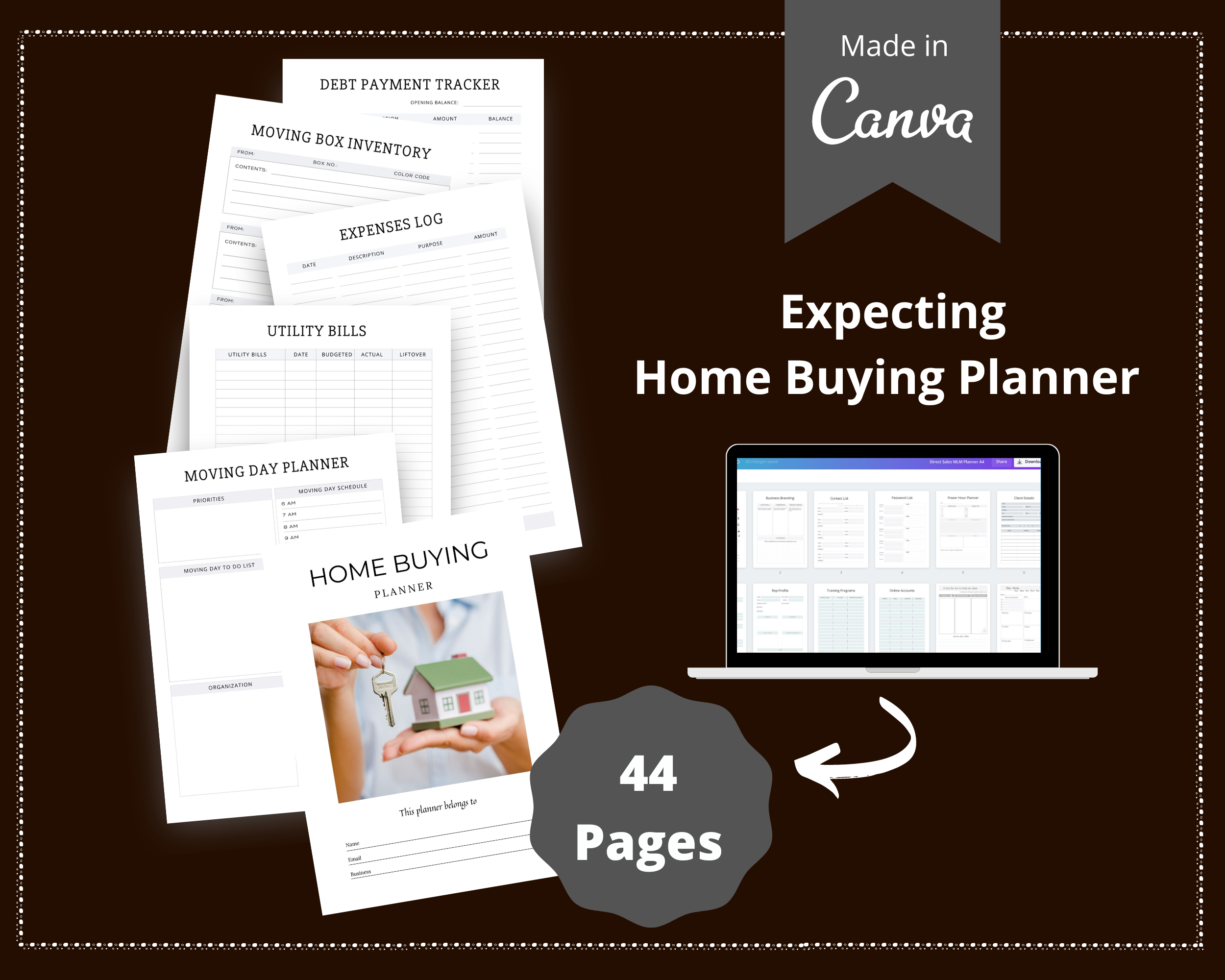 Editable Home Buying Planner in Canva | Commercial Use