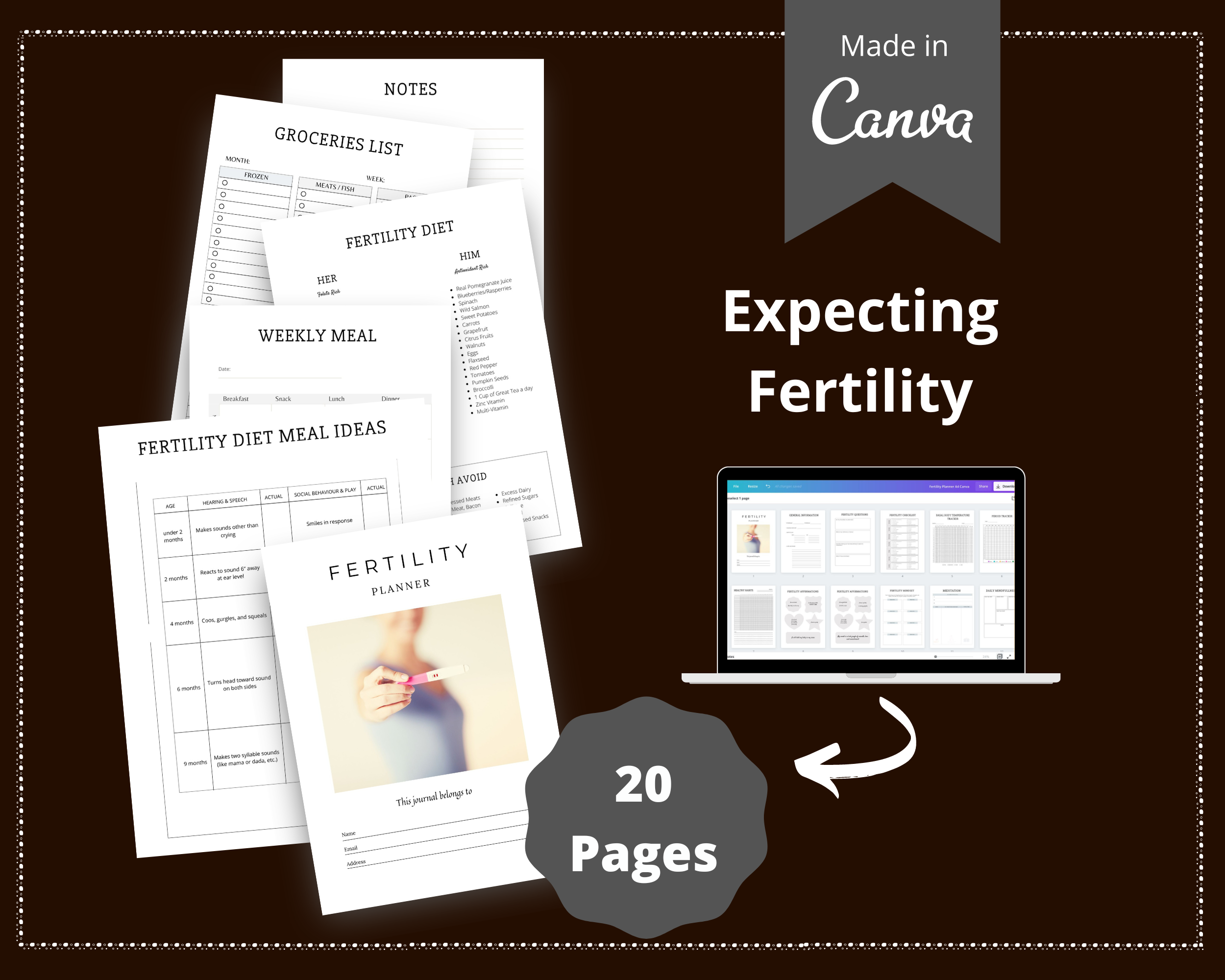 Editable Fertility Planner Templates in Canva | Commercial Use