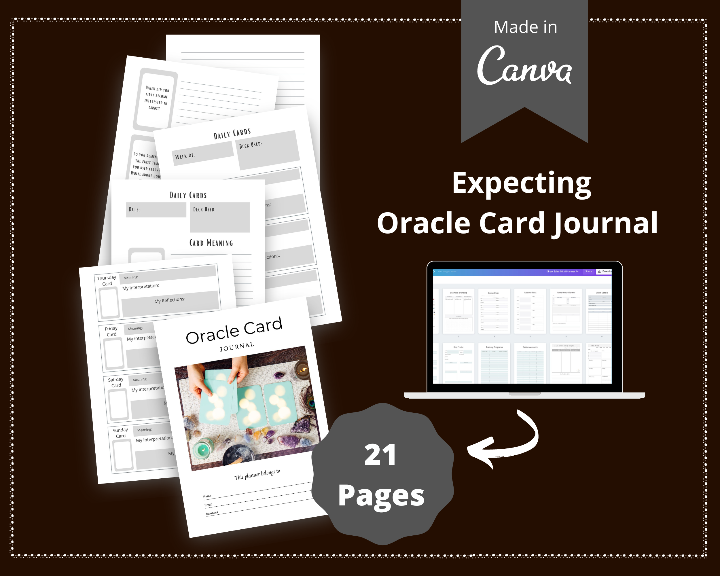 Editable Oracle Card Journal Templates in Canva | Commercial Use
