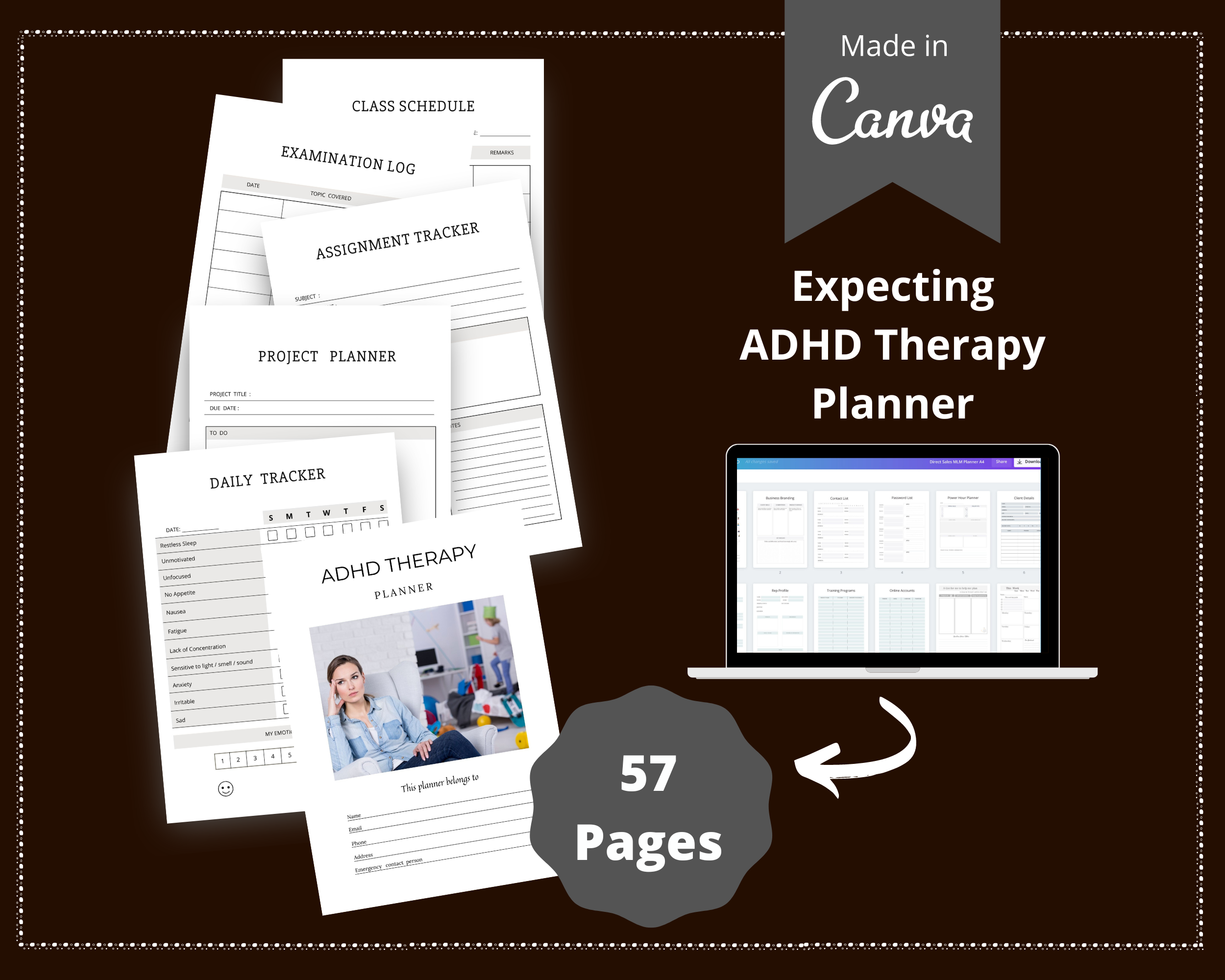 Editable ADHD Therapy Planner in Canva | Commercial Use