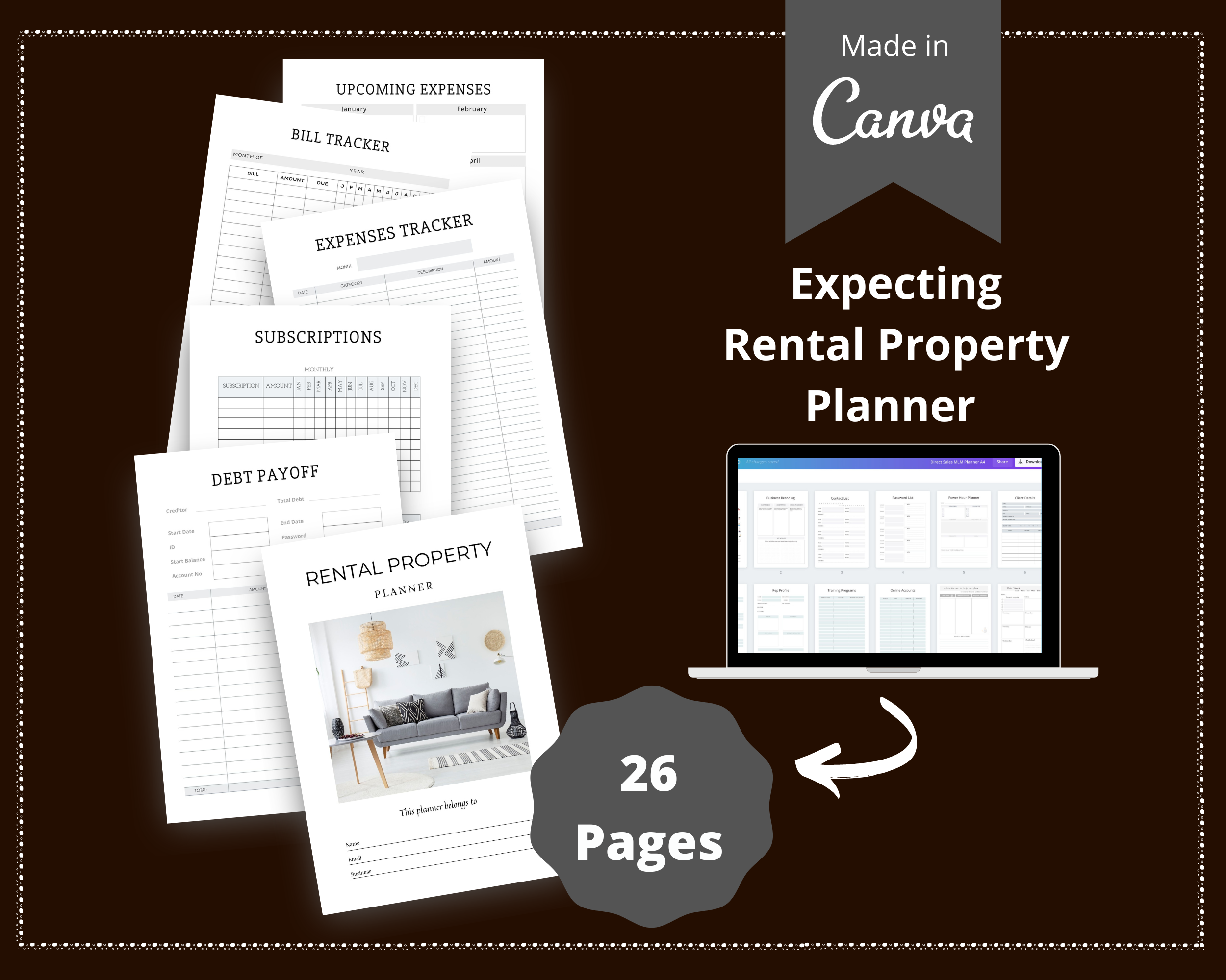 Editable Rental Property Planner in Canva | Commercial Use