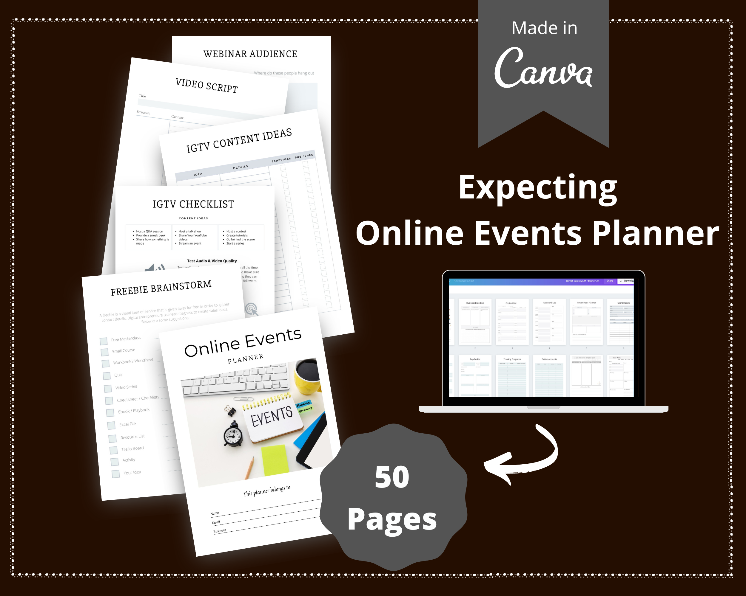 Editable Online Event Planner in Canva | Commercial Use