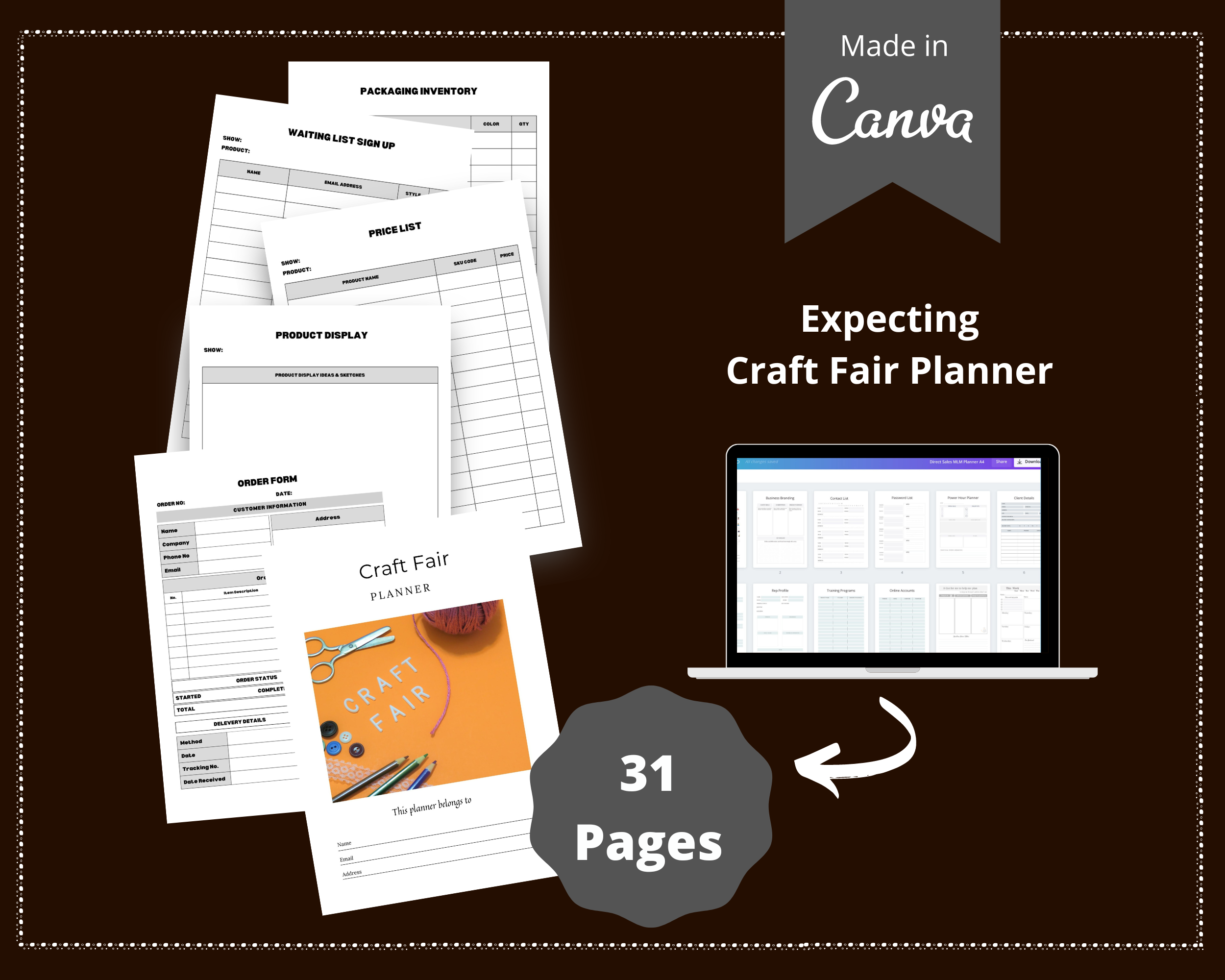Editable Craft Fair Planner in Canva | Canva Template Pack | Commercial Use