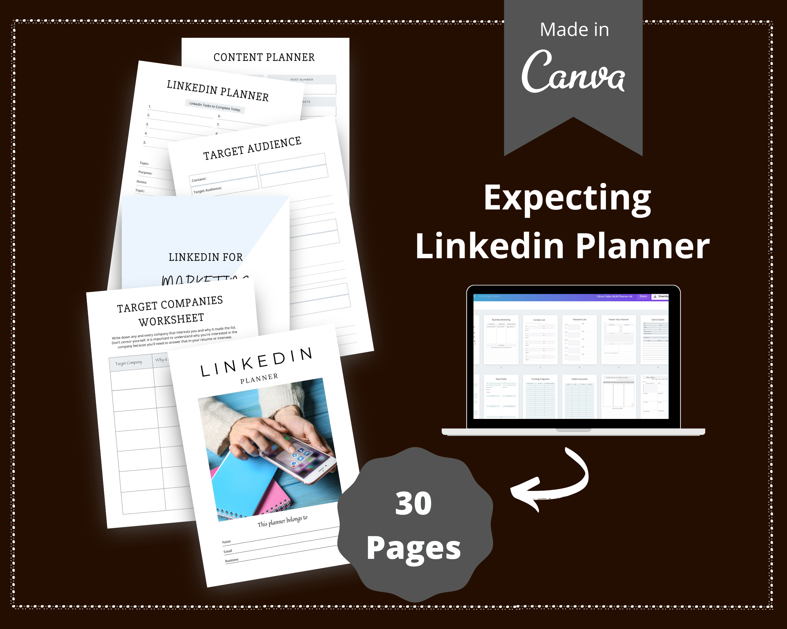 Editable LinkedIn Planner in Canva | Commercial Use