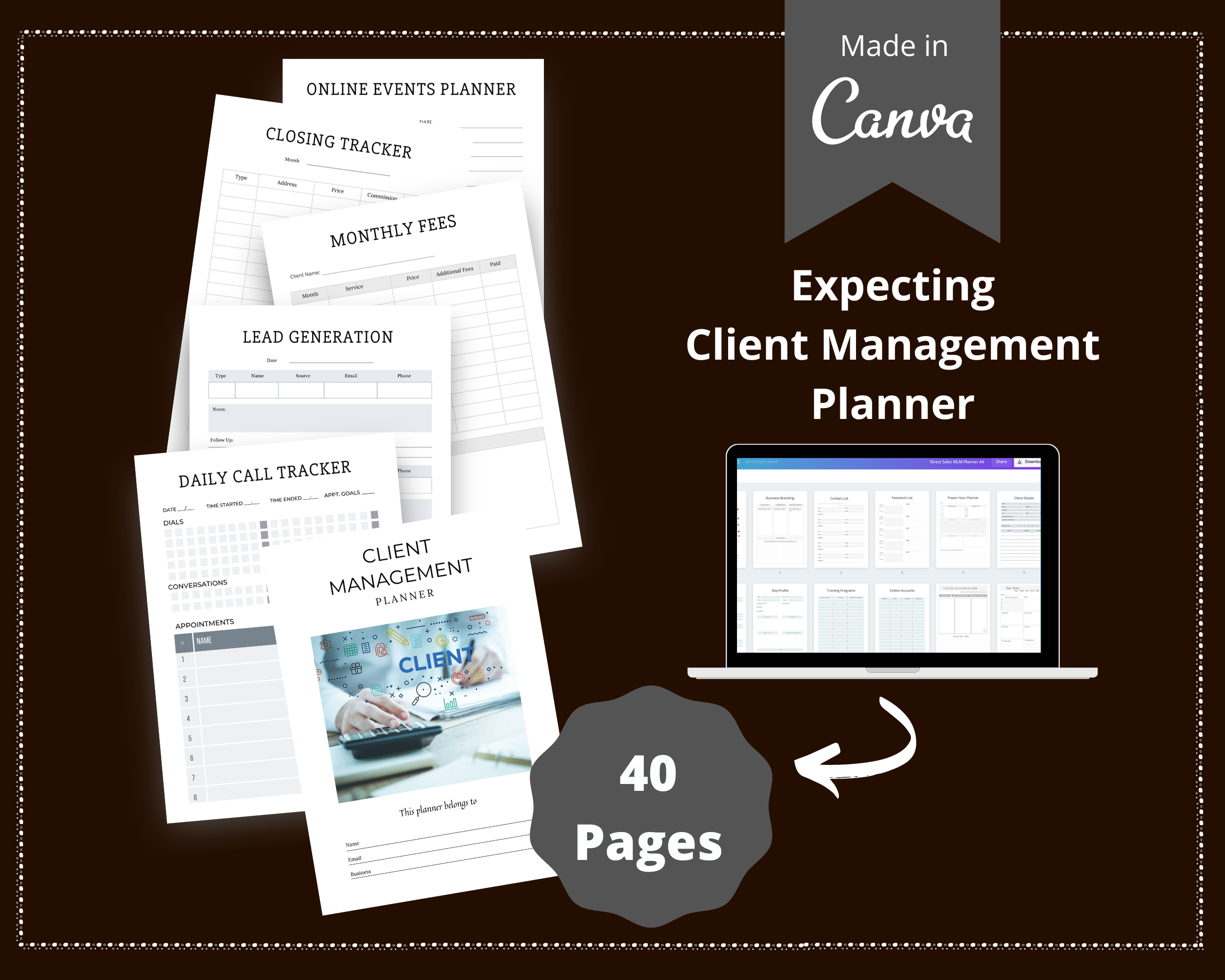 Editable Client Management Planner in Canva | Commercial Use