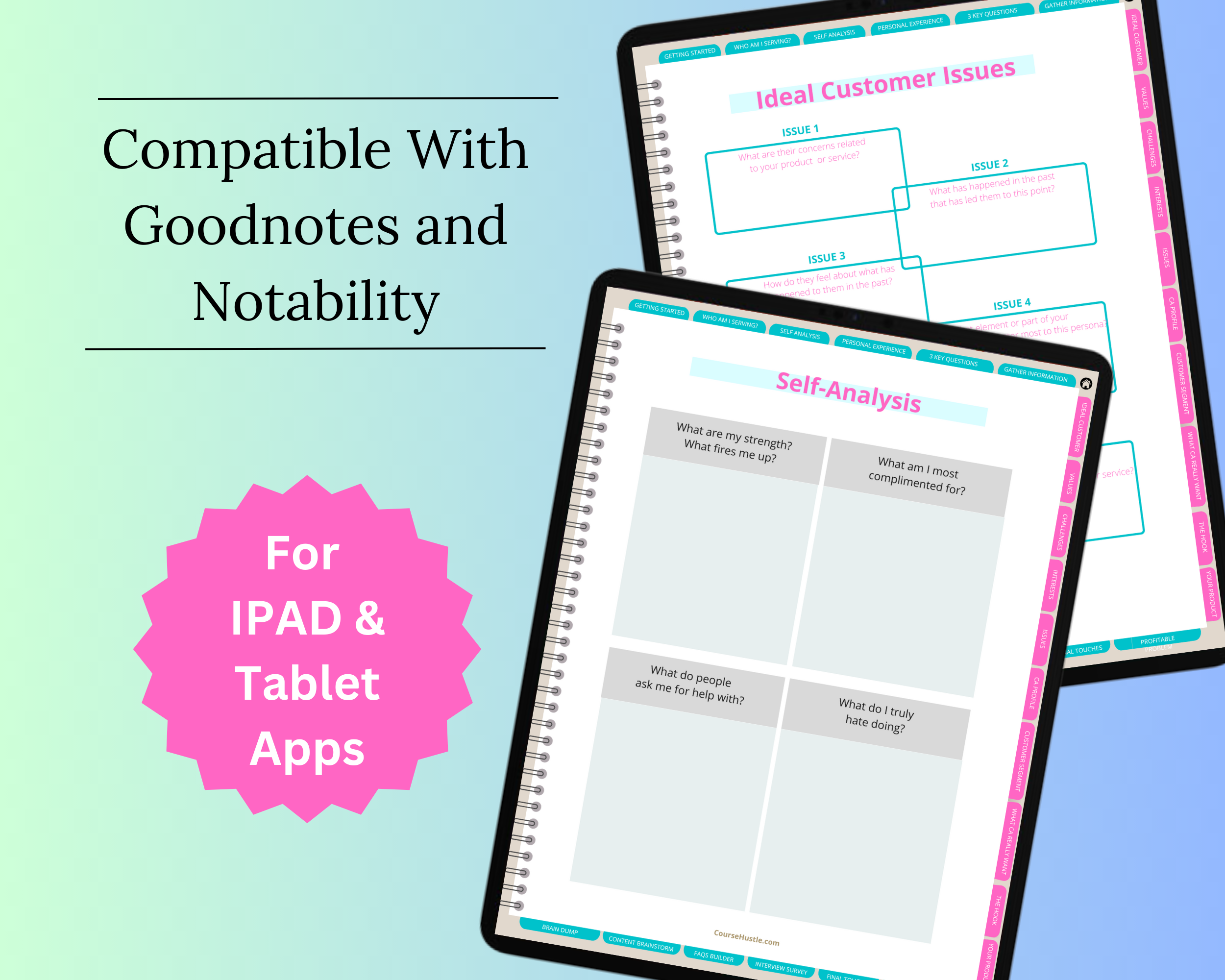 Customer Avatar Digital Workbook | Ideal Client Planner | Hyperlinked PDF | Suitable with Goodnes & Notability