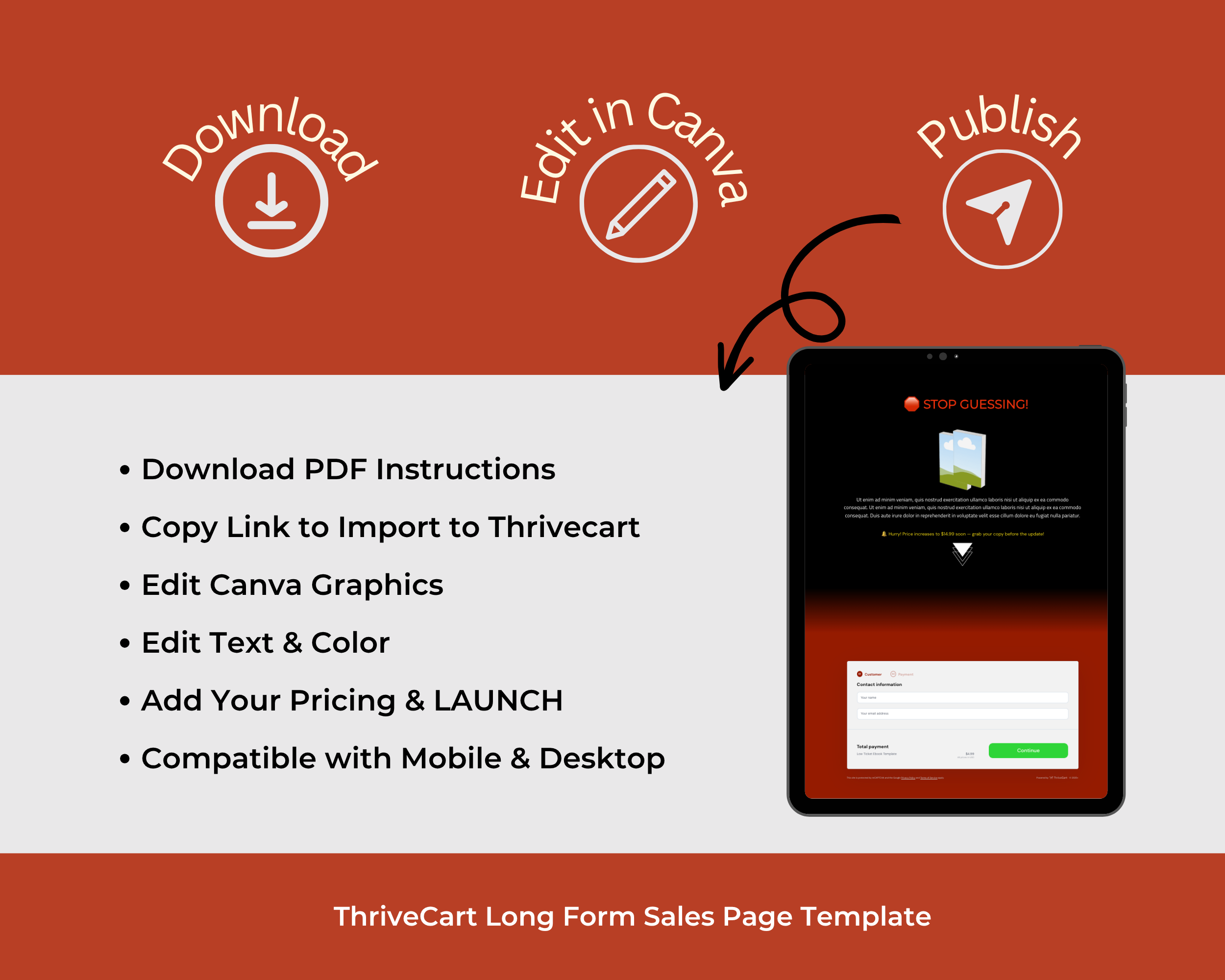 Low Ticket Ebook Sales Page Template in ThriveCart